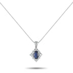 Exclusive Platinum 0.35ct Diamond and Sapphire Necklace MF26-102025 – Marked 850 platinum, this necklace explores symmetry th