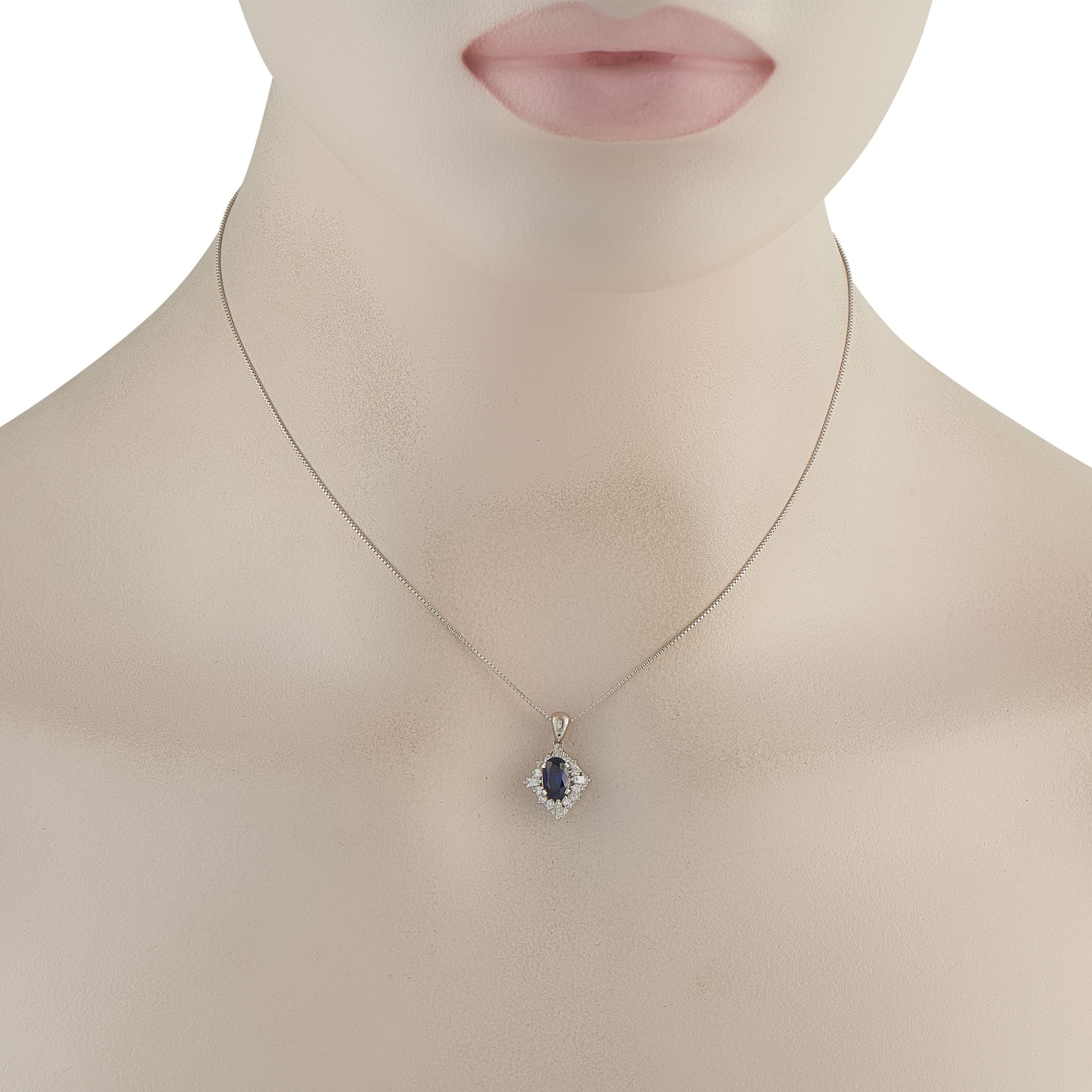 Exclusive Platinum 0.35ct Diamond and Sapphire Necklace