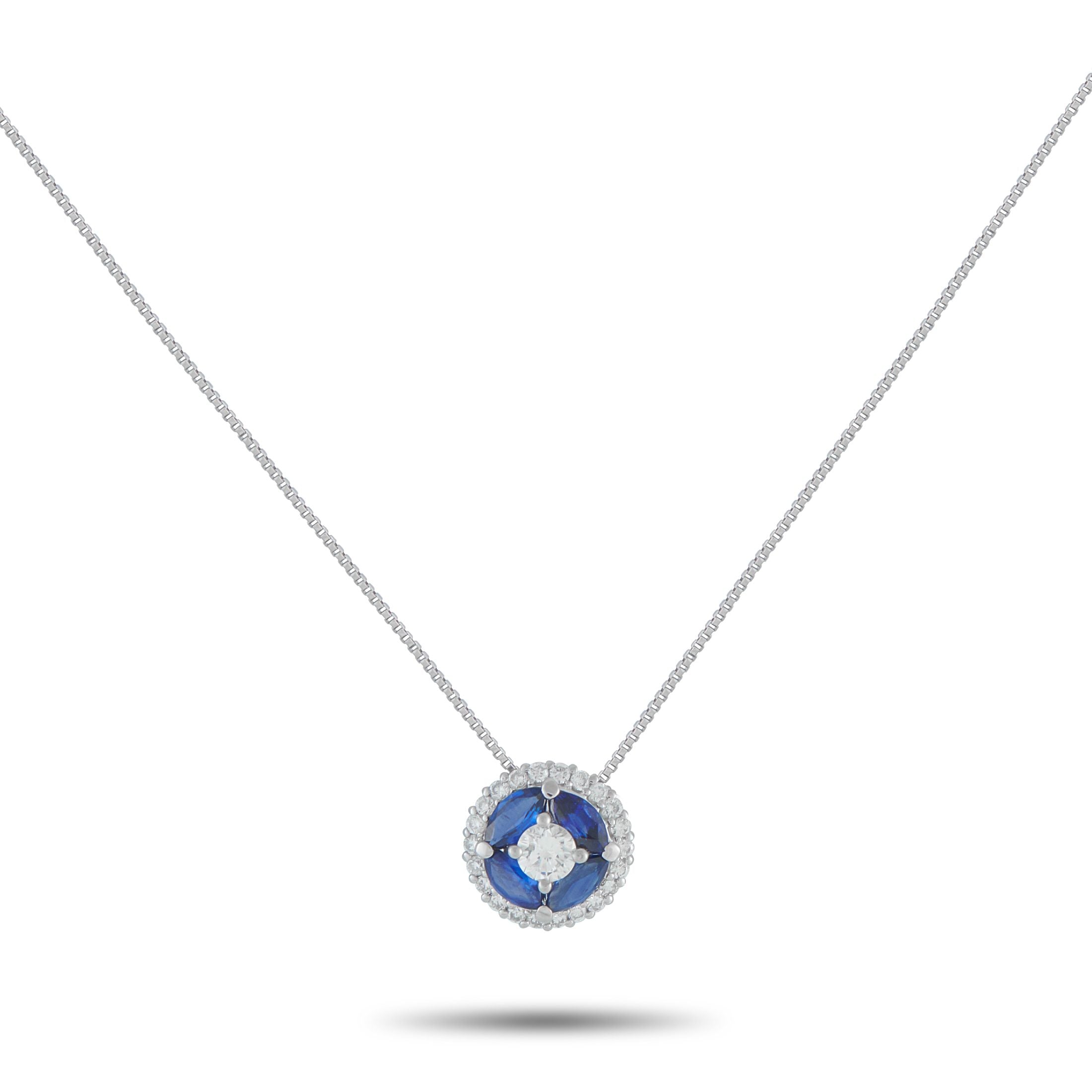 Exclusive Platinum 0.45ct Diamond and Sapphire Necklace MF07-102125 – This Exclusive  necklace highlights the interplay of bl