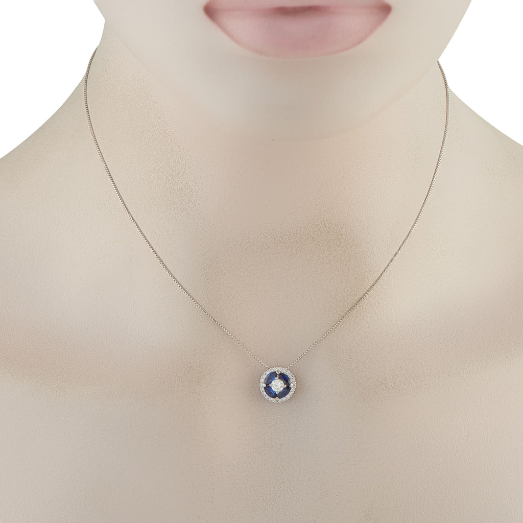 Exclusive Platinum 0.45ct Diamond and Sapphire Necklace