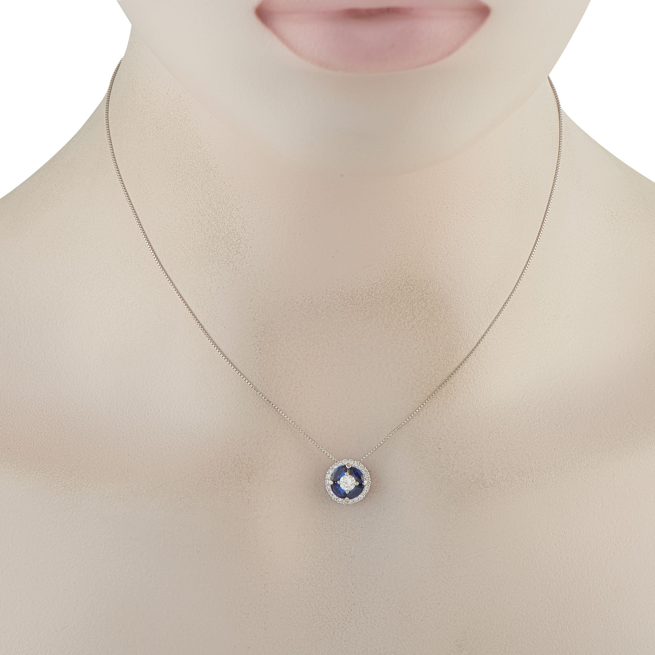 Exclusive Platinum 0.45ct Diamond and Sapphire Necklace