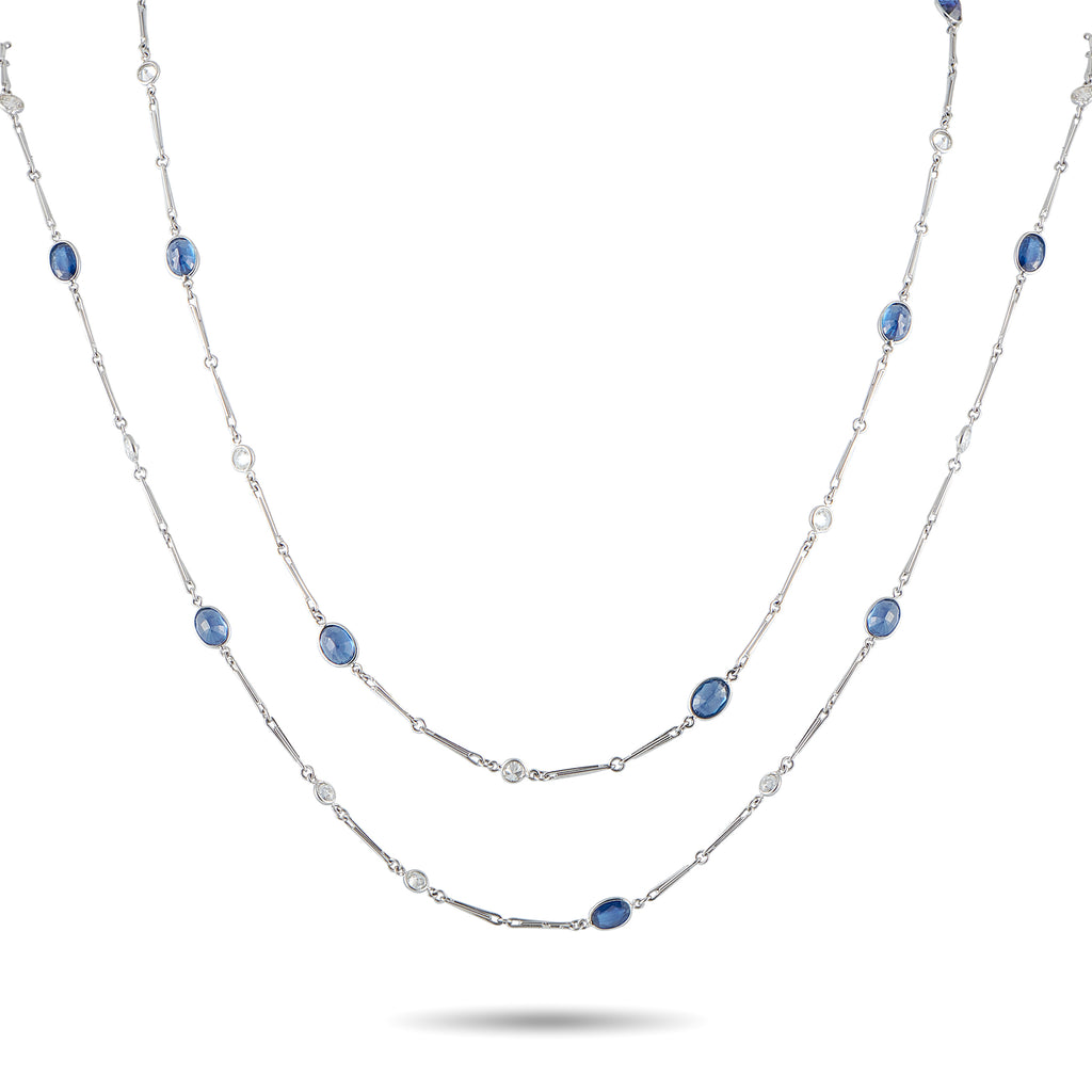Platinum 3.50ct Diamond and Sapphire Necklace