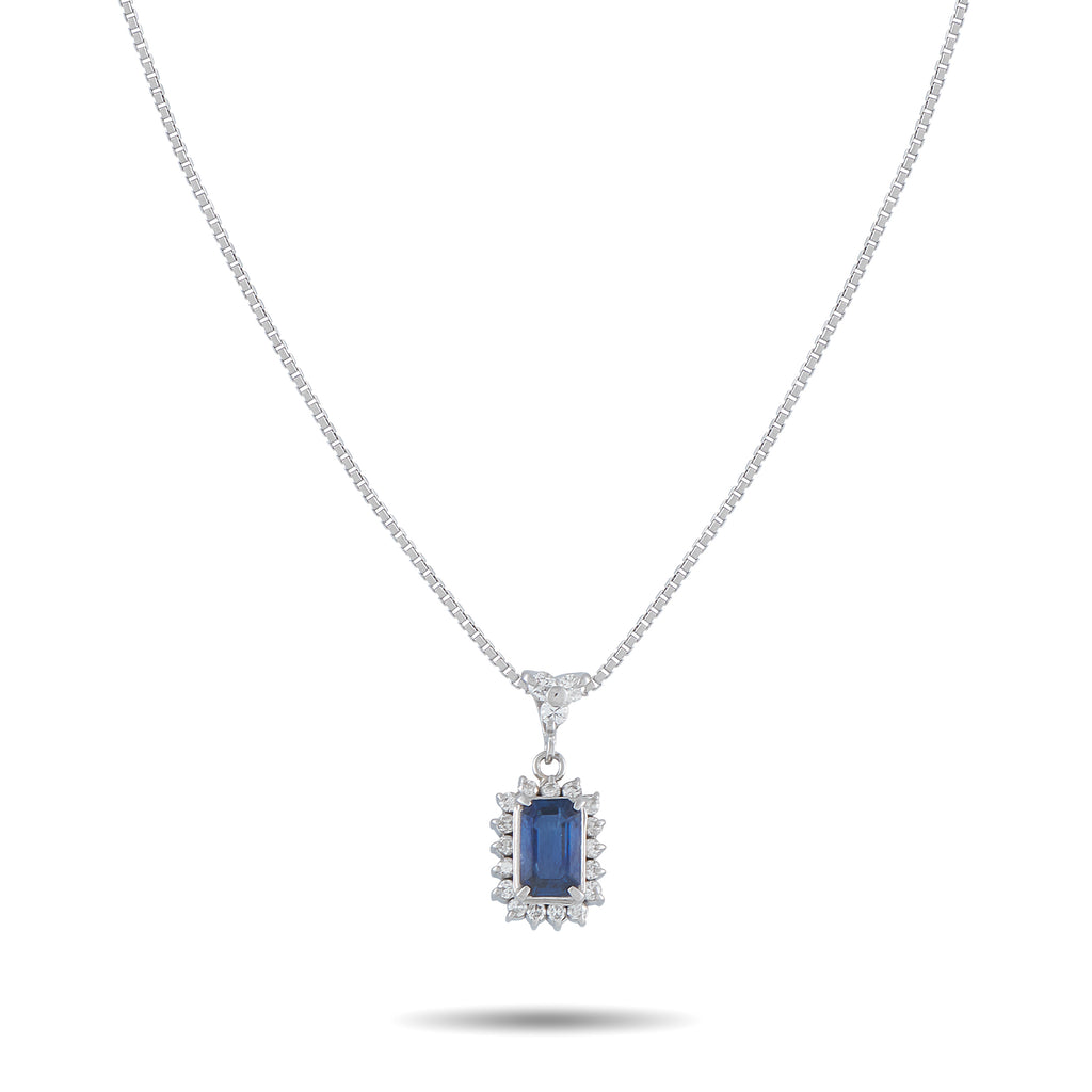 Platinum 0.30ct Diamond and Sapphire Pendant