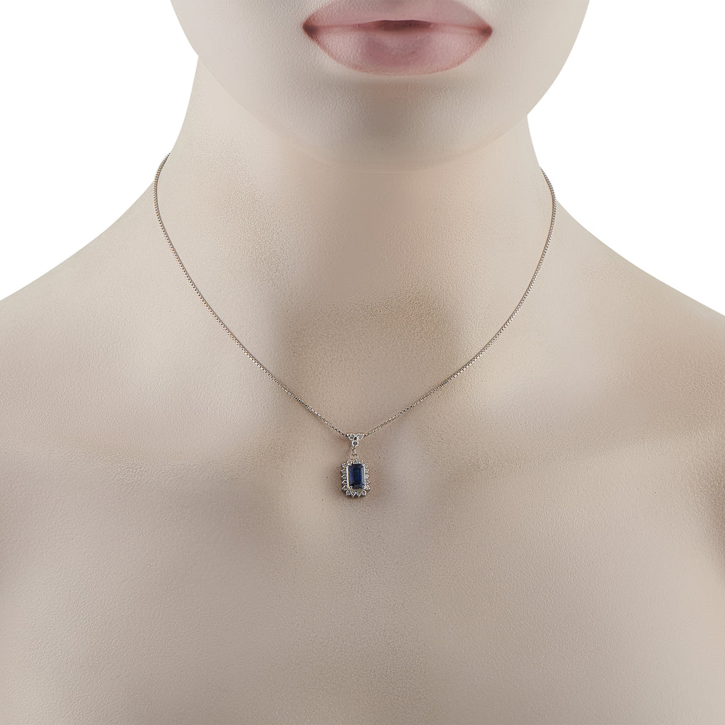 Platinum 0.30ct Diamond and Sapphire Pendant