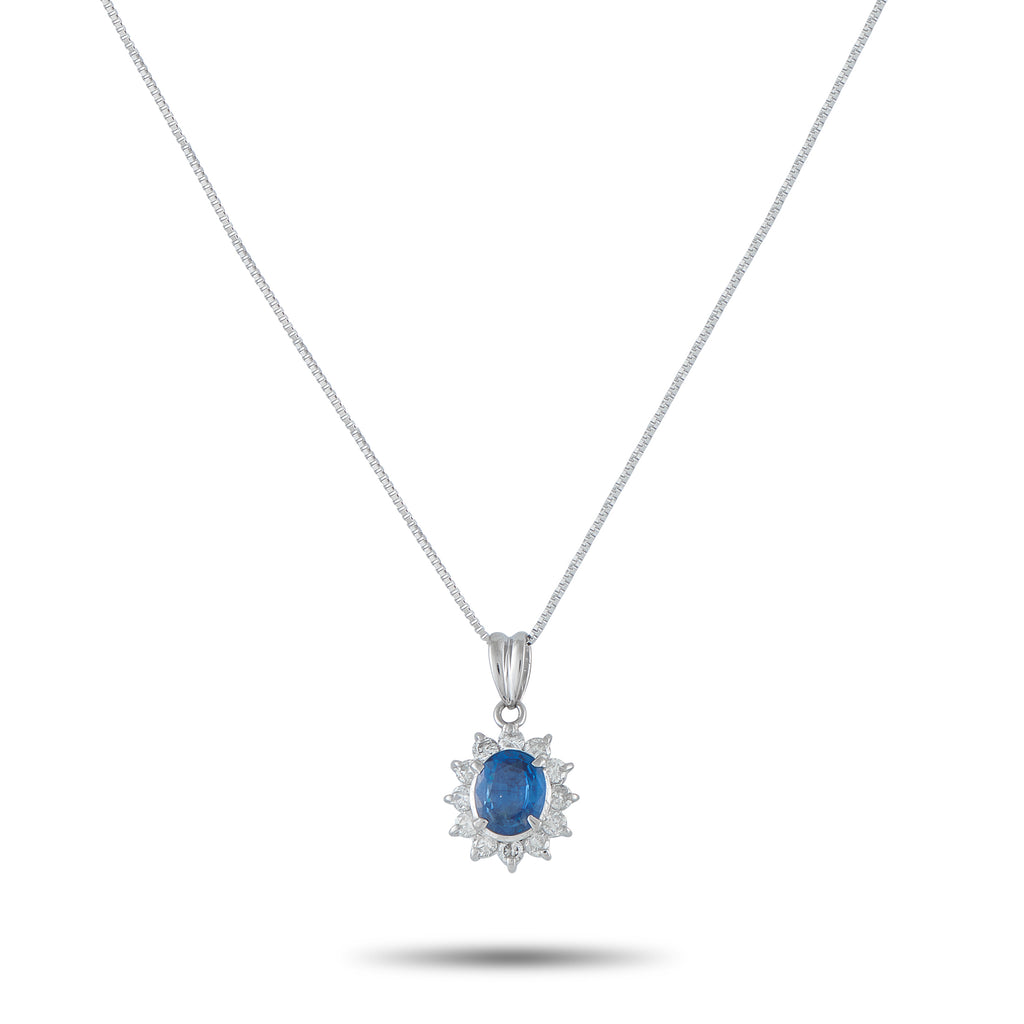 Platinum 0.44ct Diamond and Sapphire Pendant