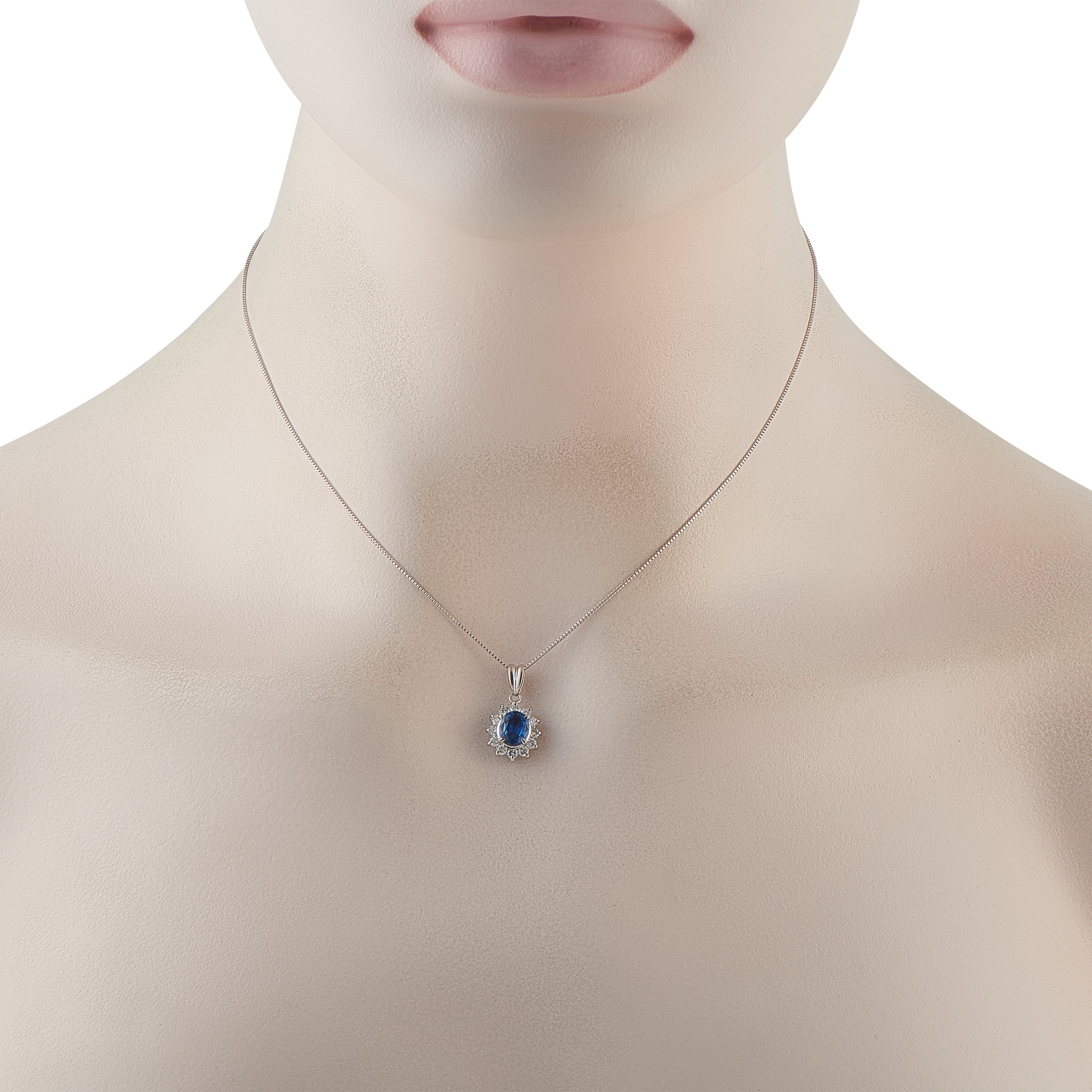 Platinum 0.44ct Diamond and Sapphire Pendant