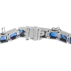 Platinum 1.0ct Diamond and Sapphire Line Bracelet