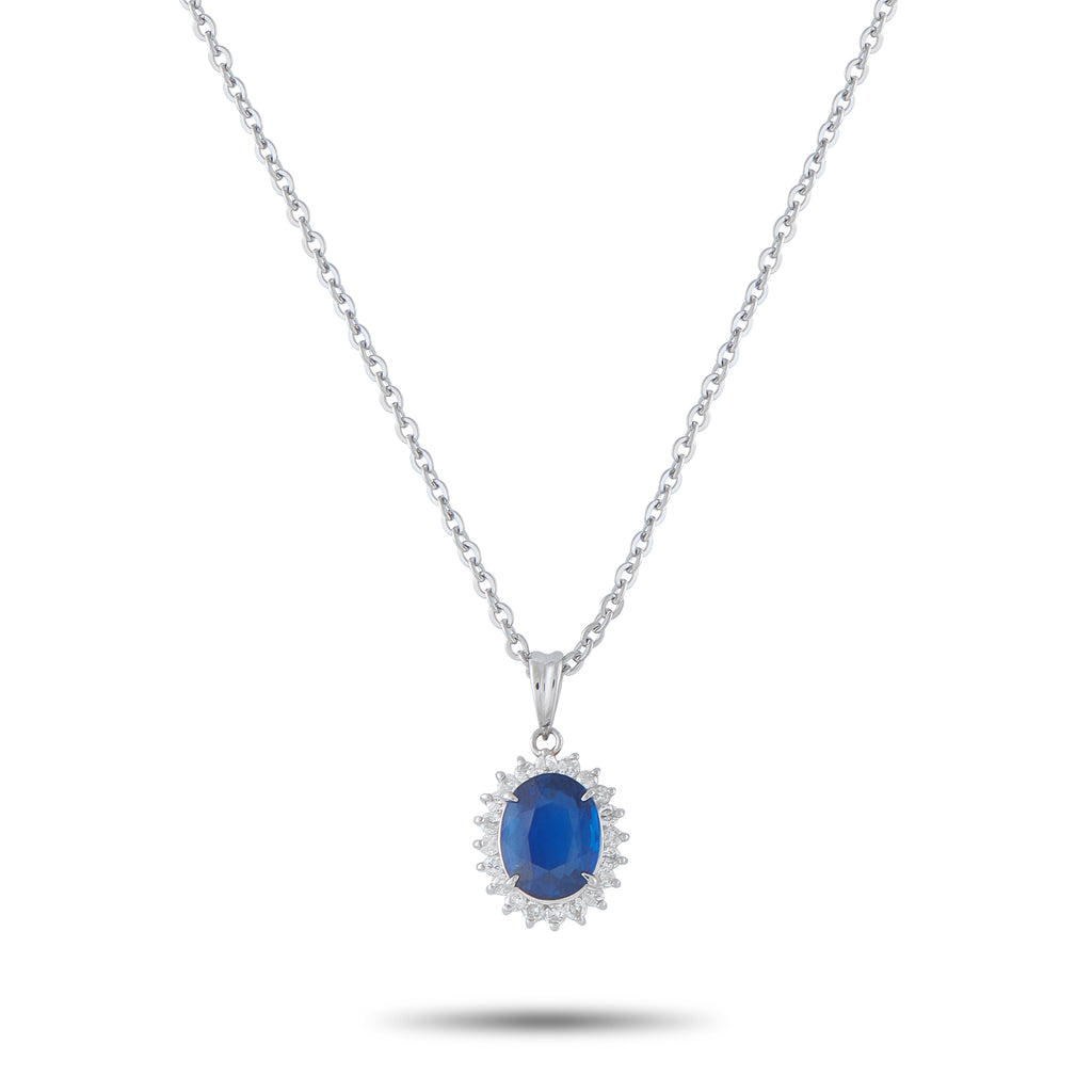 Platinum 0.25ct Diamond and Sapphire Pendant