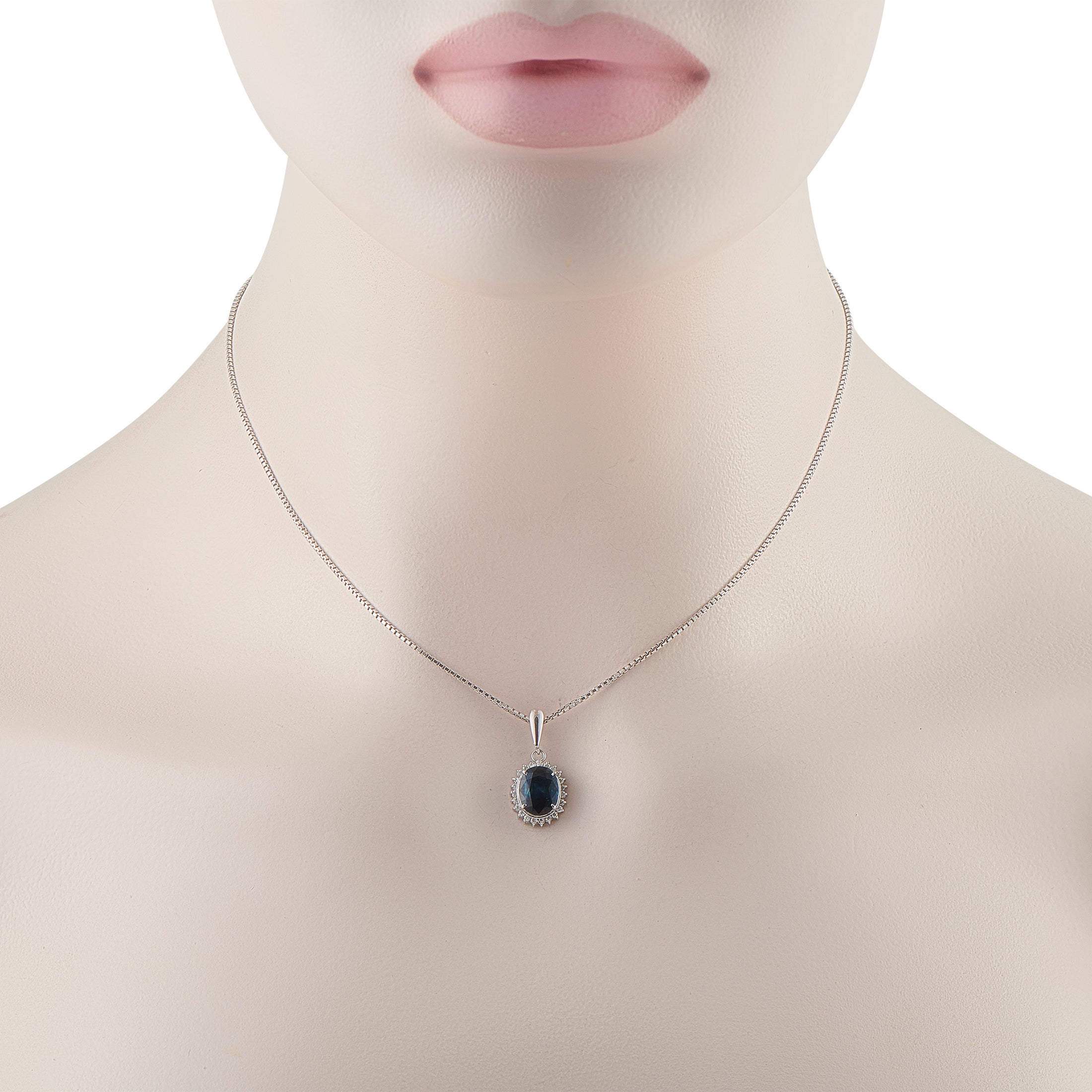 Platinum 0.17ct Diamond and Sapphire Pendant