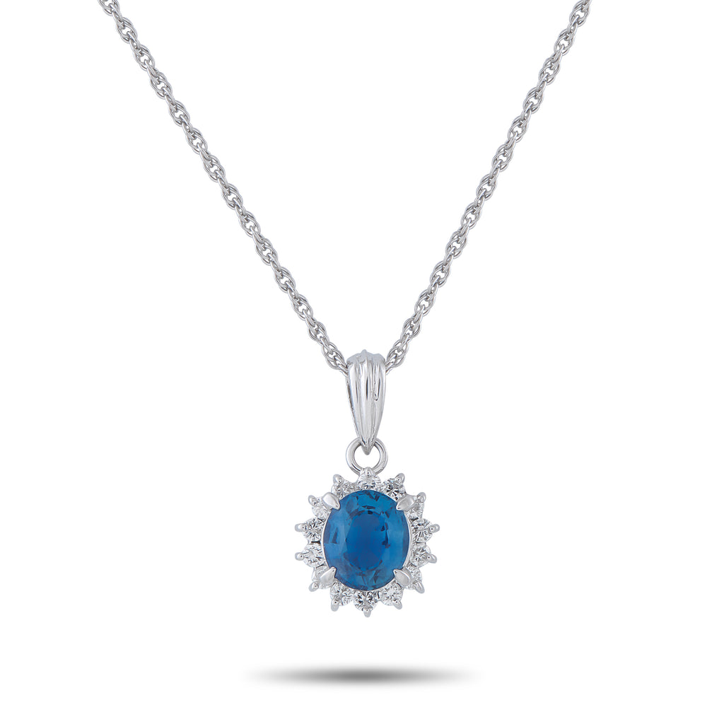 Platinum 0.27ct Diamond and Sapphire Pendant