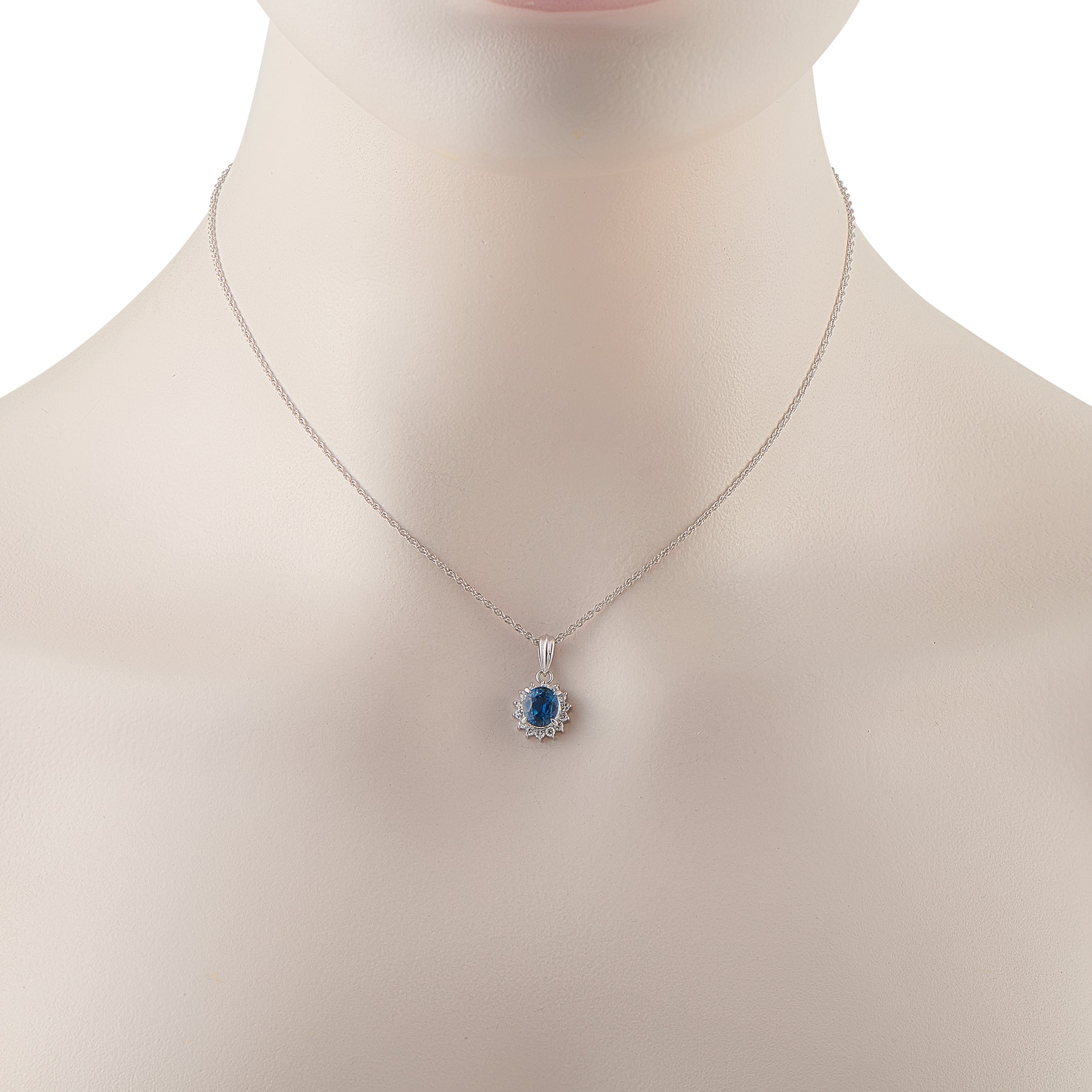 Platinum 0.27ct Diamond and Sapphire Pendant