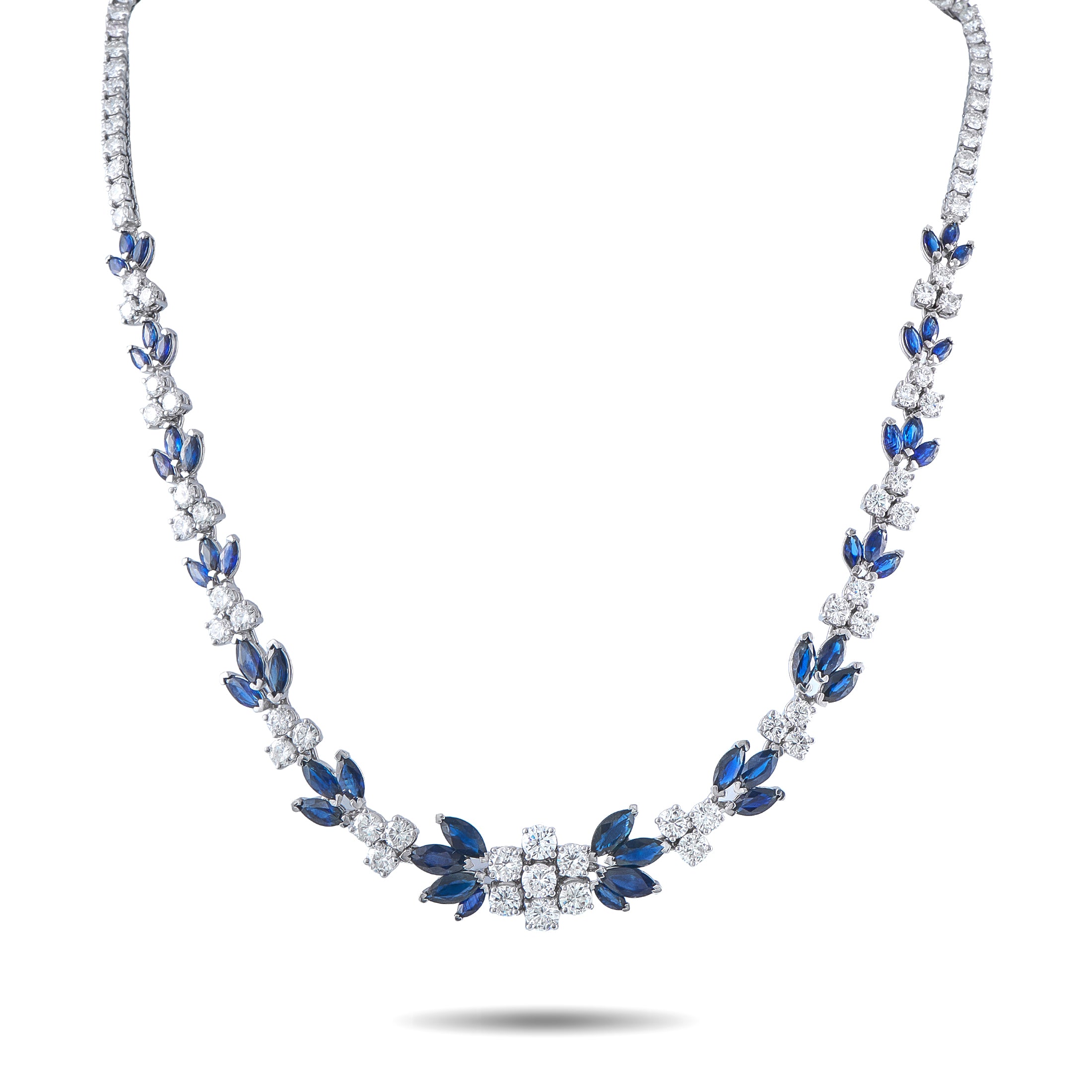 Platinum 17.0ct Diamond and Sapphire Necklace