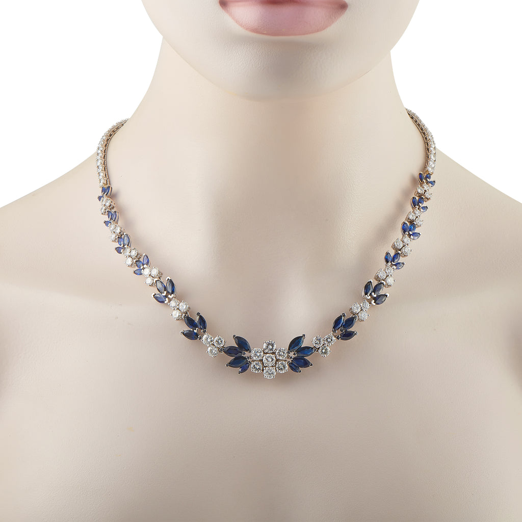Platinum 17.0ct Diamond and Sapphire Necklace