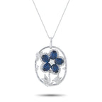 Platinum 1.26ct Diamond and Sapphire Flower Pendant