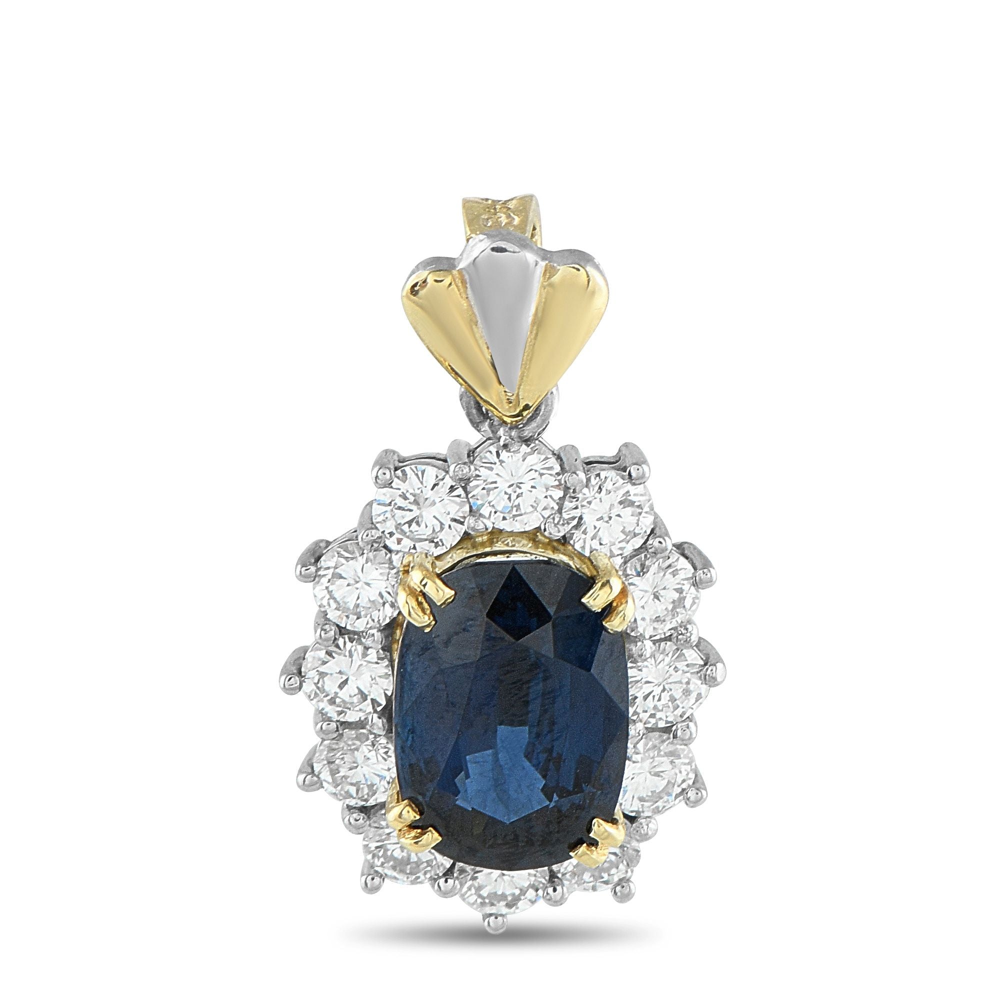 Exclusive Platinum 1.05ct Diamond and Sapphire Pendant MF03-082225 – This impressive pendant is designed to effortlessly catc