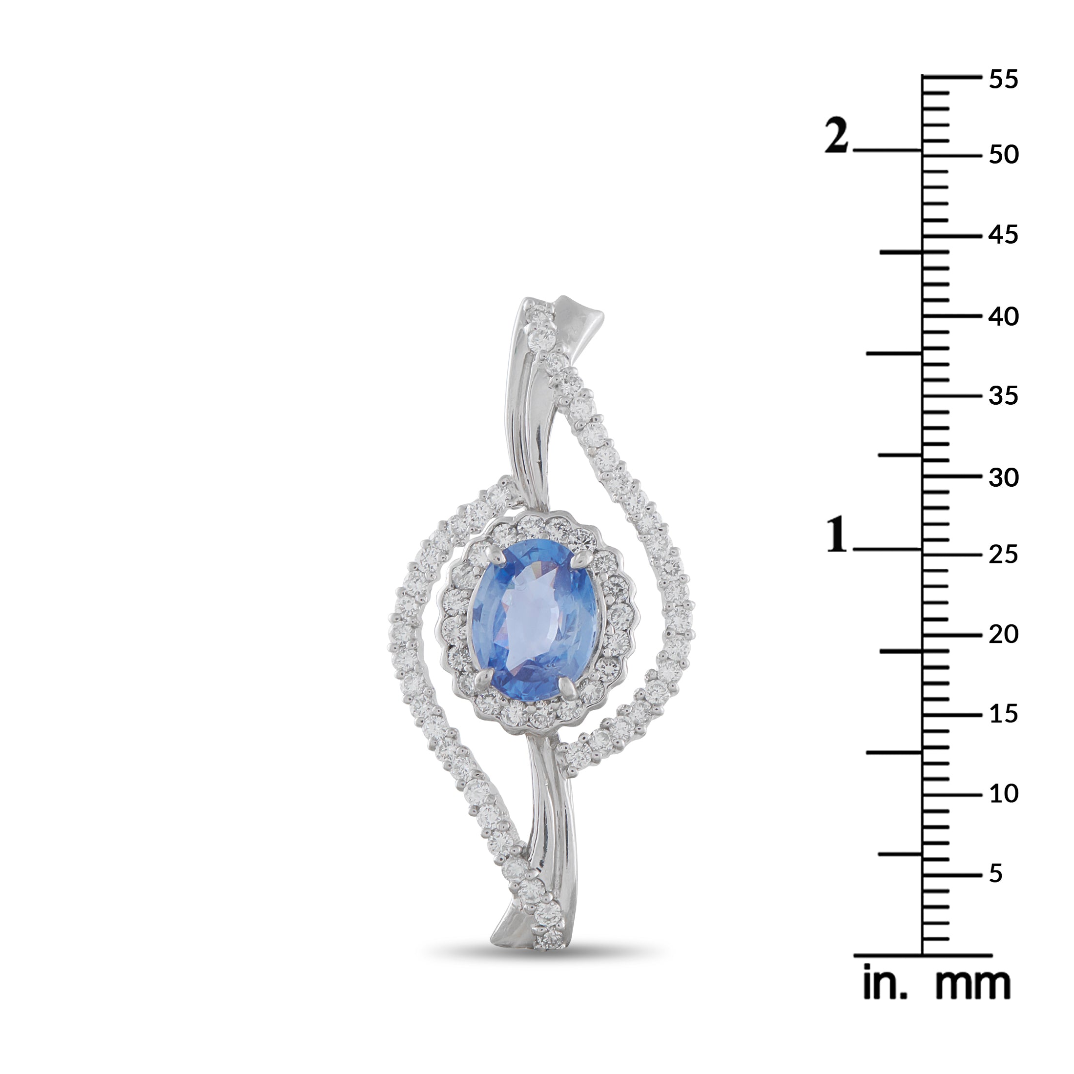 Platinum 0.92ct Diamond and Sapphire Pendant