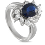 Exclusive Platinum 0.79ct Diamond and Sapphire Ring MF03-061325 – This classically elegant ring is truly timeless in design