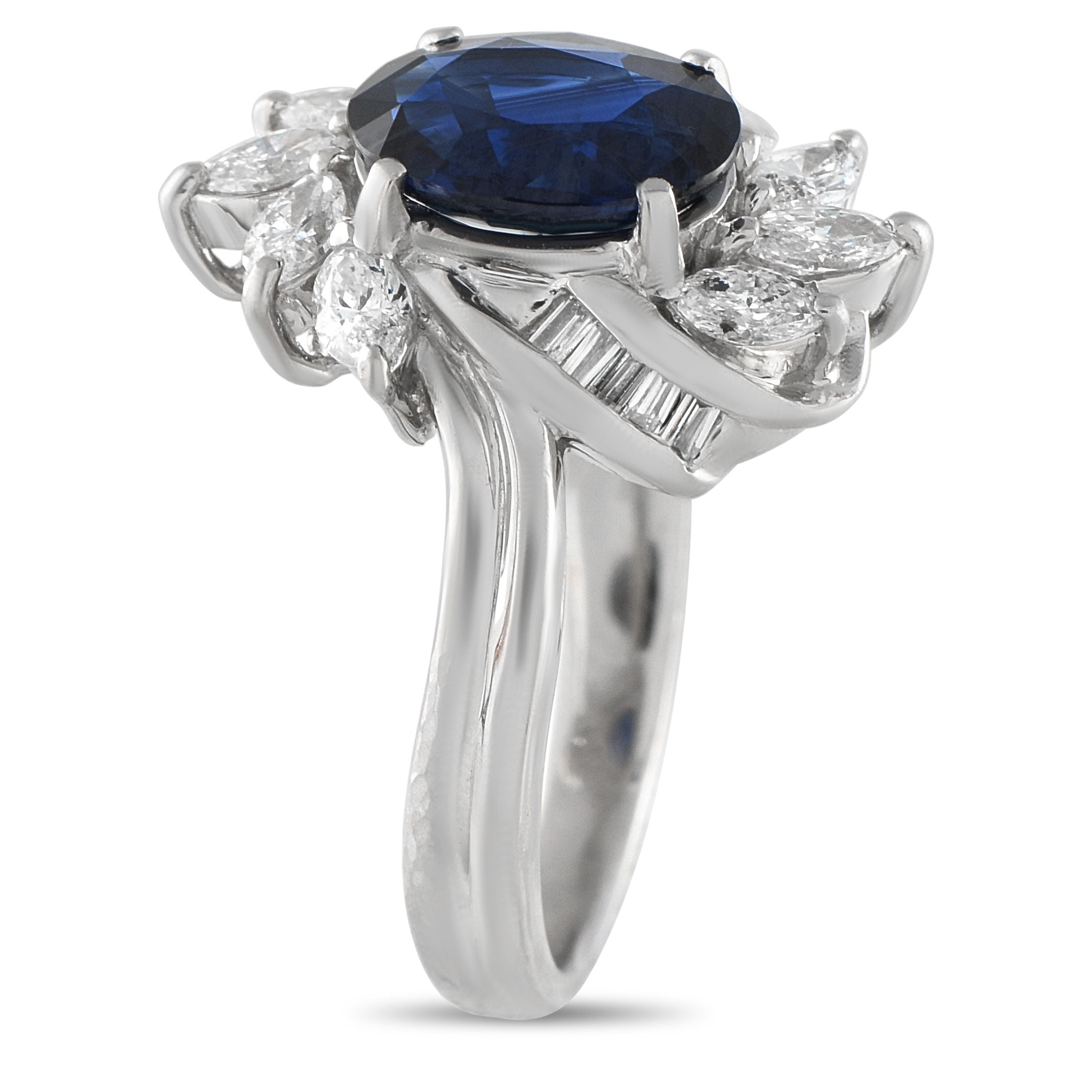 Exclusive Platinum 0.79ct Diamond and Sapphire Ring