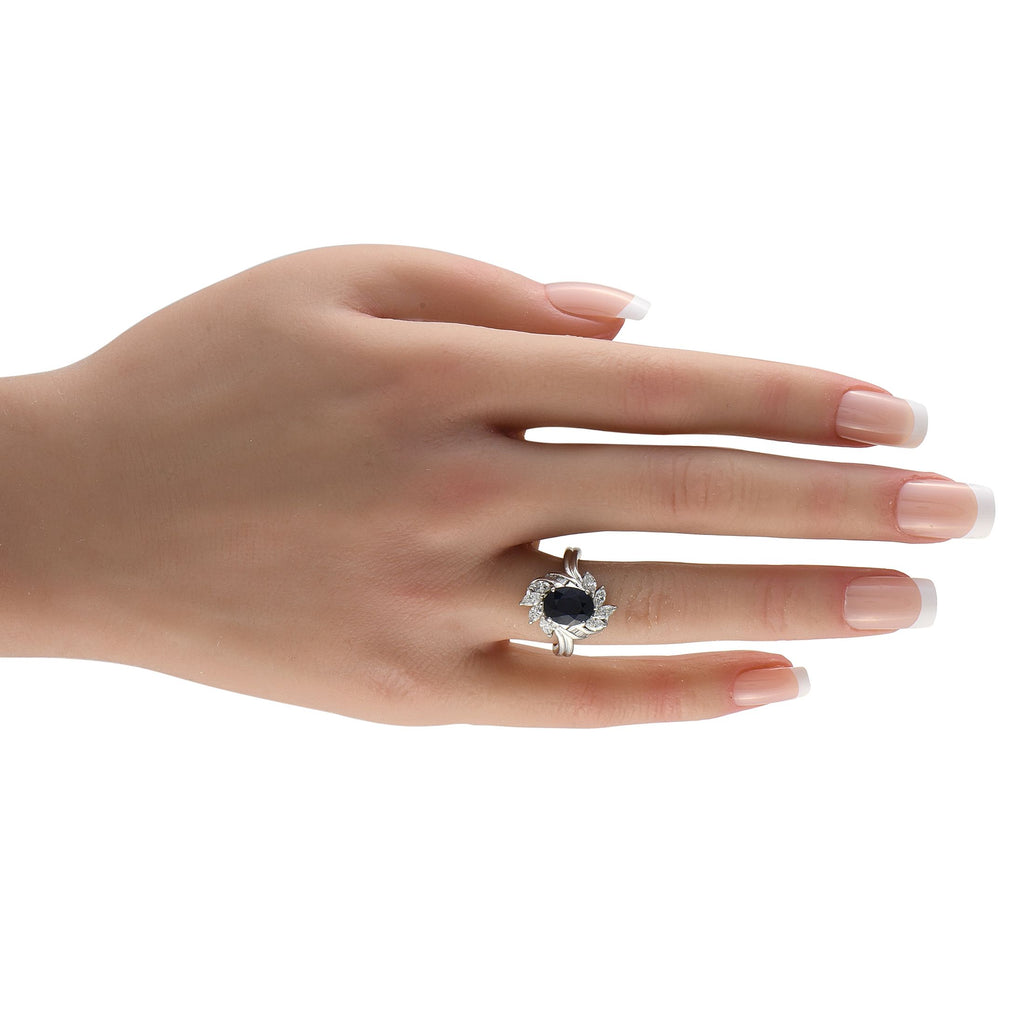 Exclusive Platinum 0.79ct Diamond and Sapphire Ring