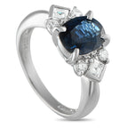 Exclusive Platinum 0.45ct Diamond and Sapphire Ring MF09-073025 – Clean lines, symmetry, and classic detail come together in 