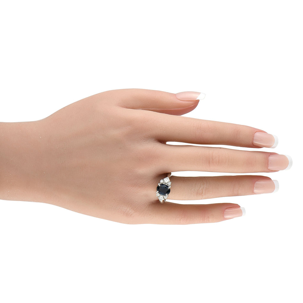 Exclusive Platinum 0.45ct Diamond and Sapphire Ring