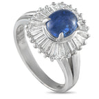 Platinum 1.14ct Diamond and Sapphire Ballerina Ring