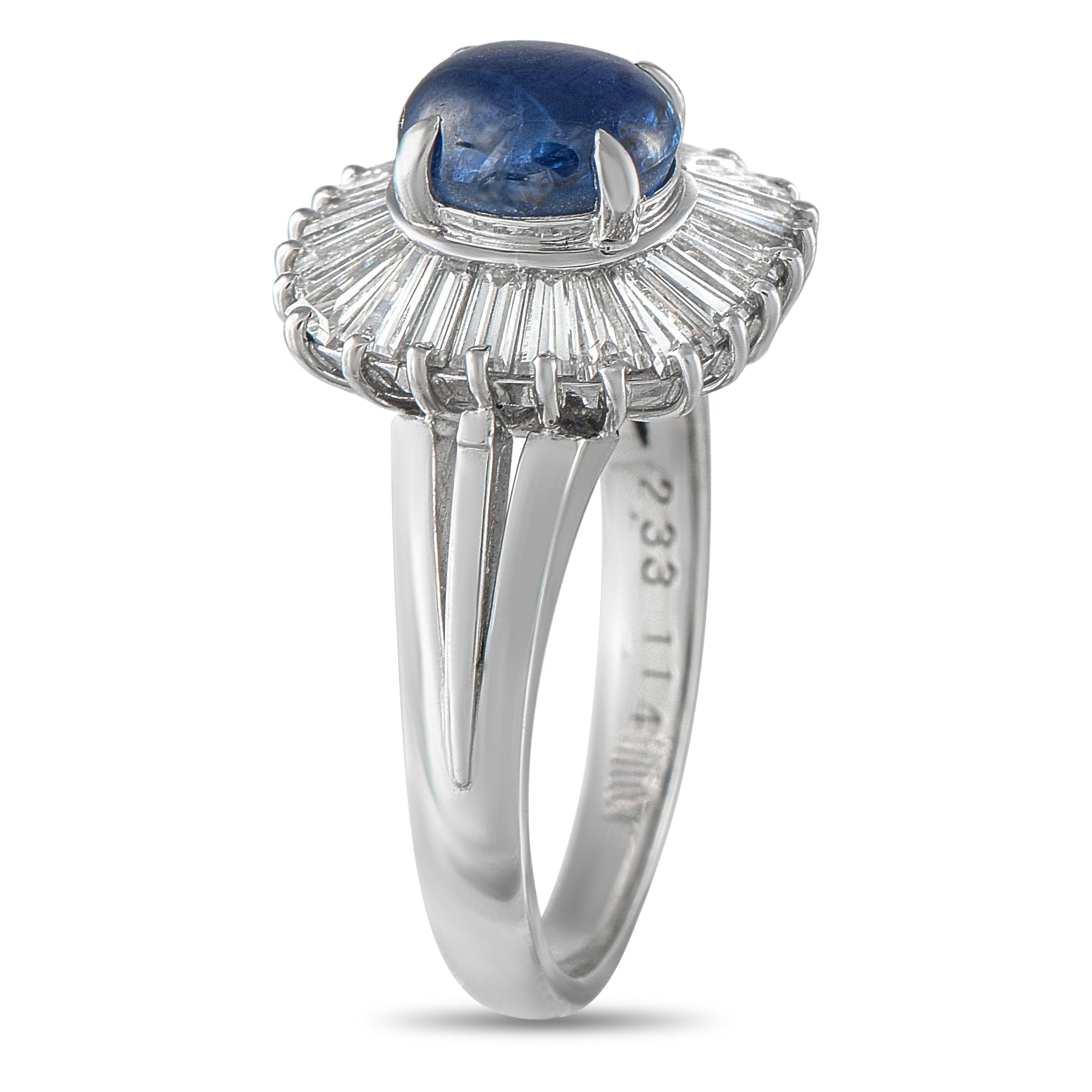 Exclusive Platinum 1.14ct Diamond and Sapphire Ballerina Ring