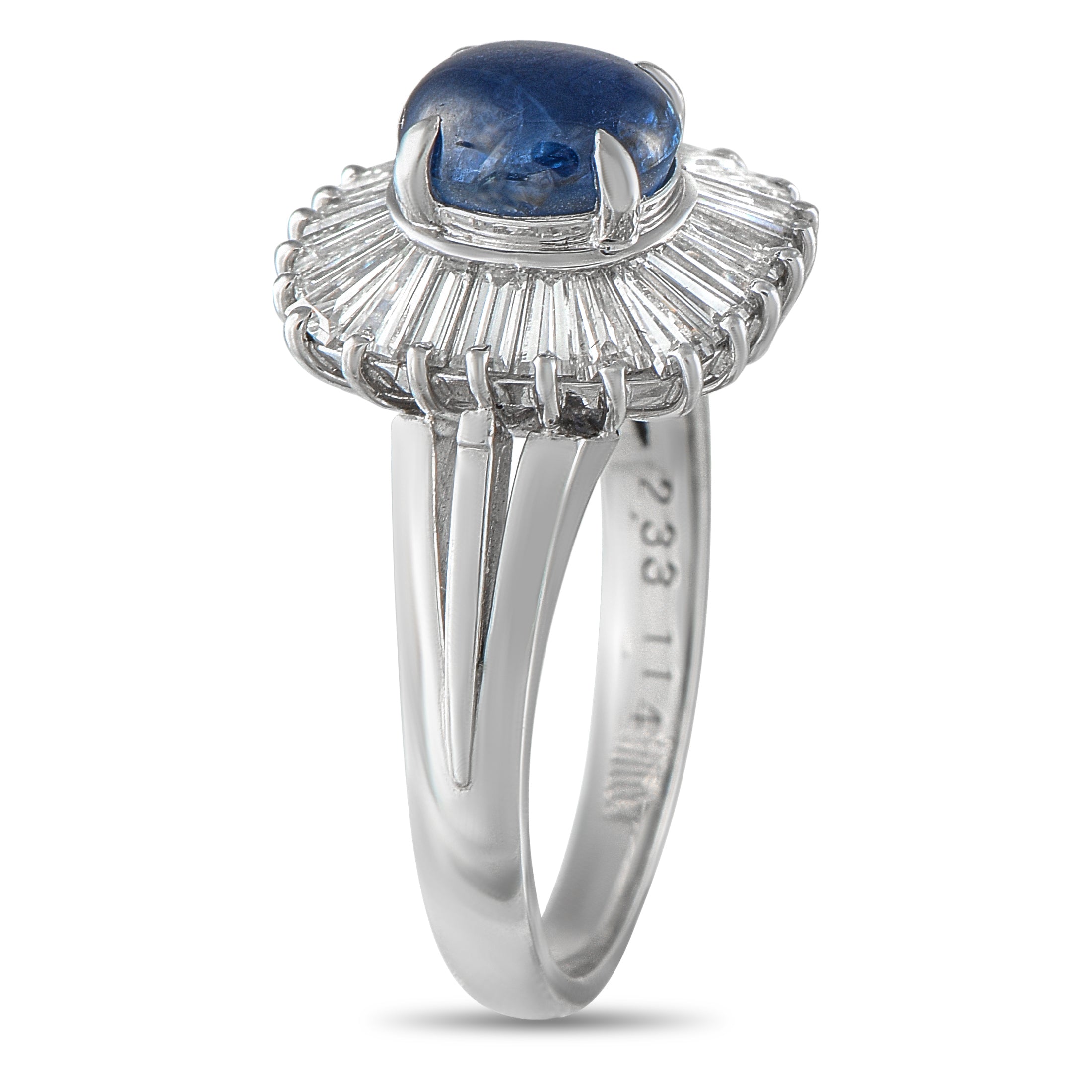 Platinum 1.14ct Diamond and Sapphire Ballerina Ring