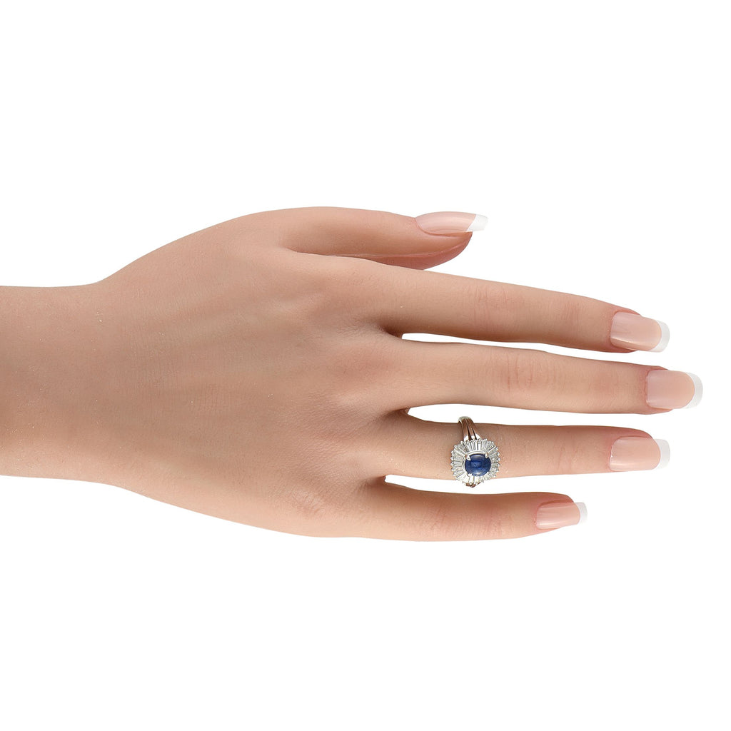 Exclusive Platinum 1.14ct Diamond and Sapphire Ballerina Ring