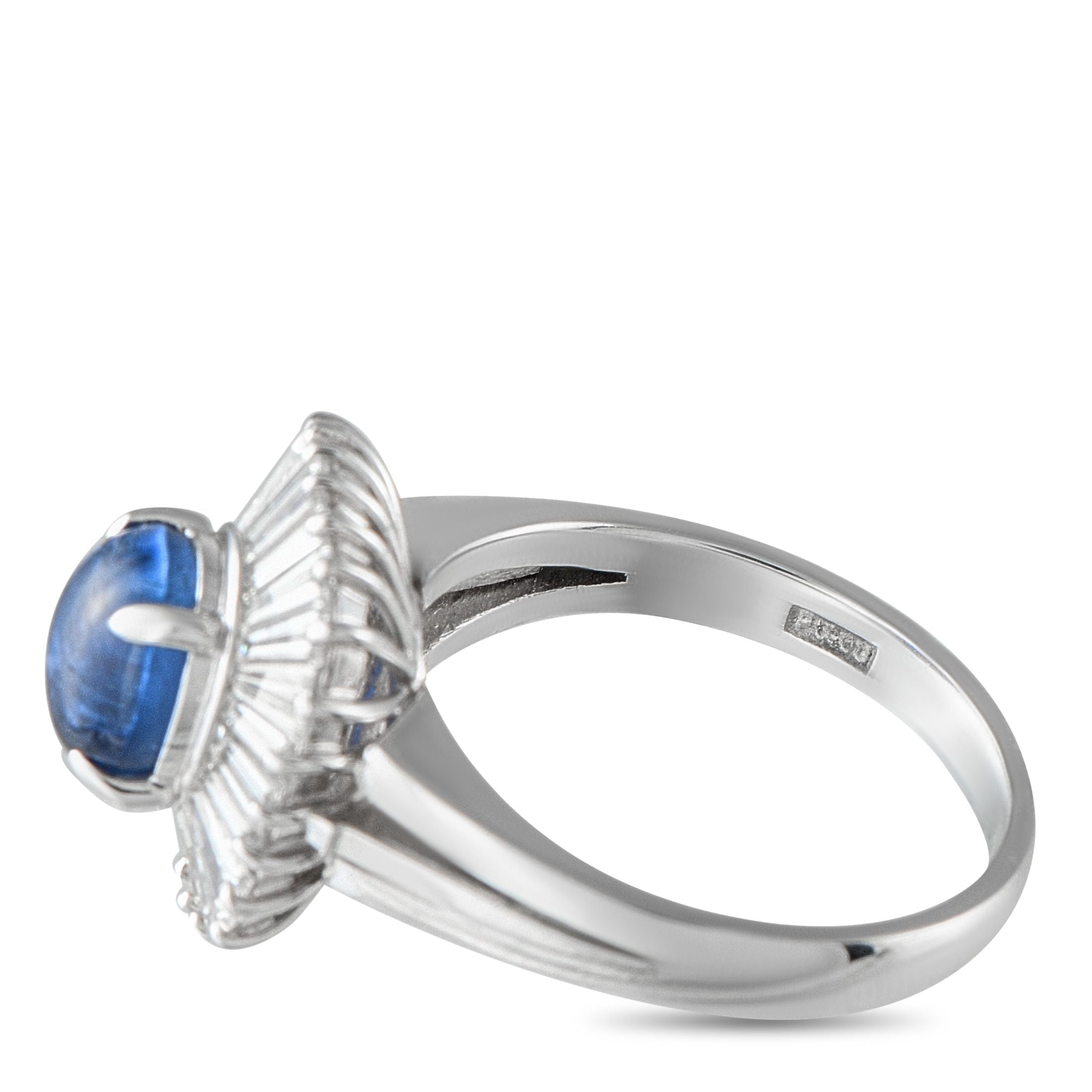 Exclusive Platinum 1.14ct Diamond and Sapphire Ballerina Ring
