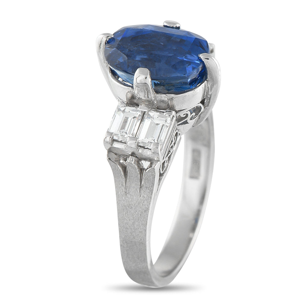 Exclusive Platinum 0.80ct Diamond and Sapphire Ring