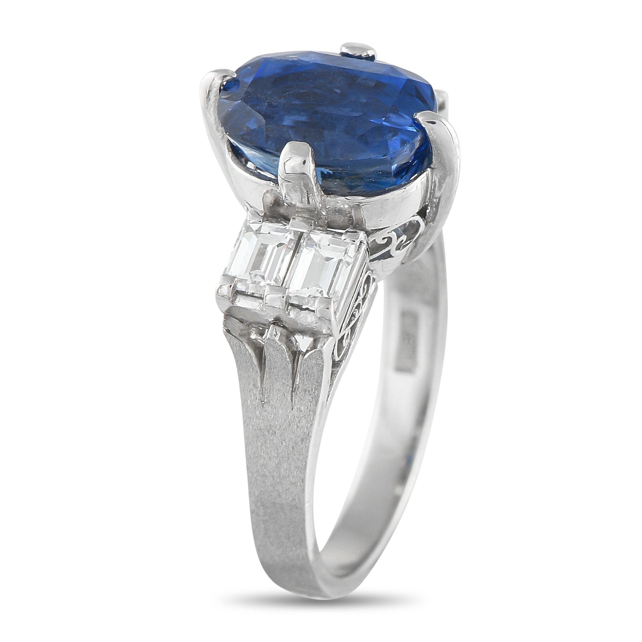 Exclusive Platinum 0.80ct Diamond and Sapphire Ring