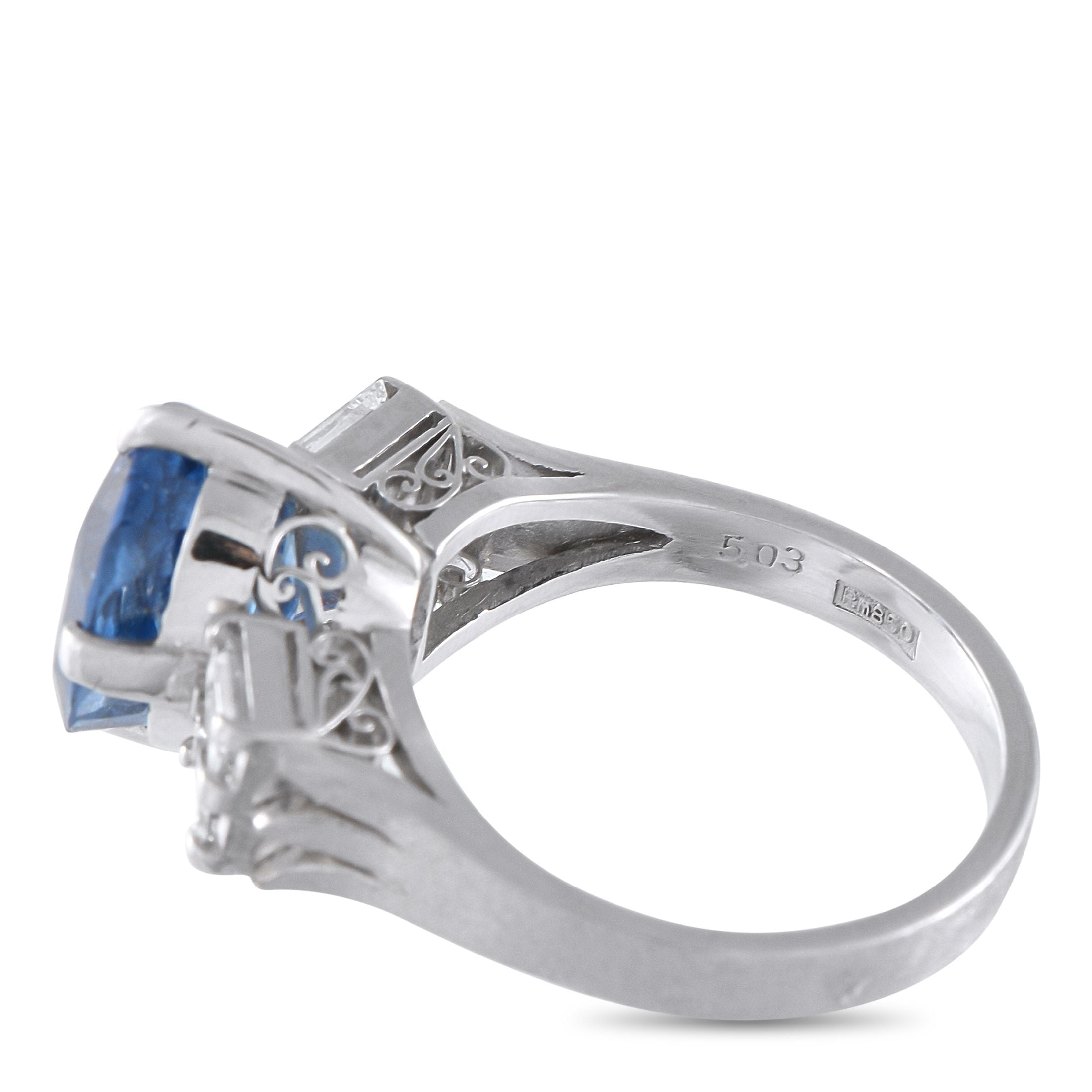 Exclusive Platinum 0.80ct Diamond and Sapphire Ring