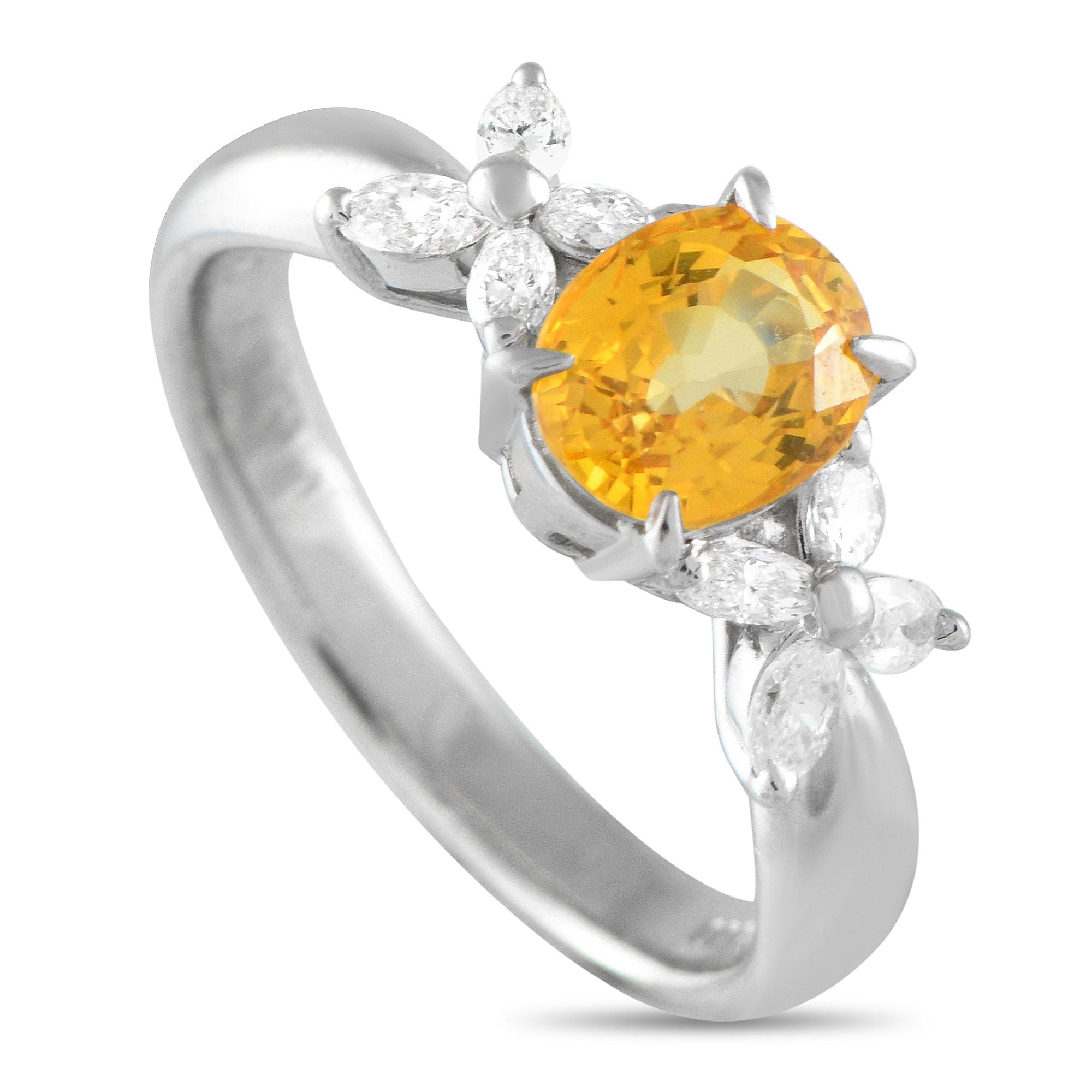 Exclusive Platinum 0.30ct Diamond and Yellow Sapphire Ring MF06-073125 – This simple, elegant ring will add the perfect touch