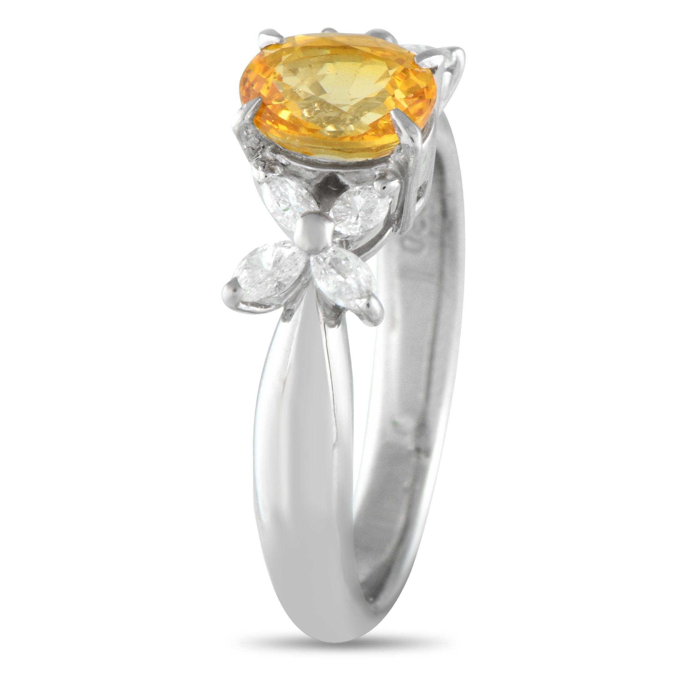 Exclusive Platinum 0.30ct Diamond and Yellow Sapphire Ring