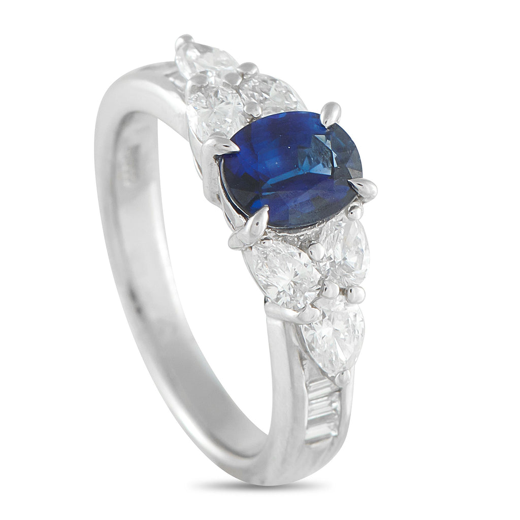 Exclusive Platinum 0.86ct Diamond and Sapphire Ring MF08-092525 – Add elegance to any ensemble with this classic ring