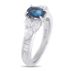 Exclusive Platinum 0.86ct Diamond and Sapphire Ring