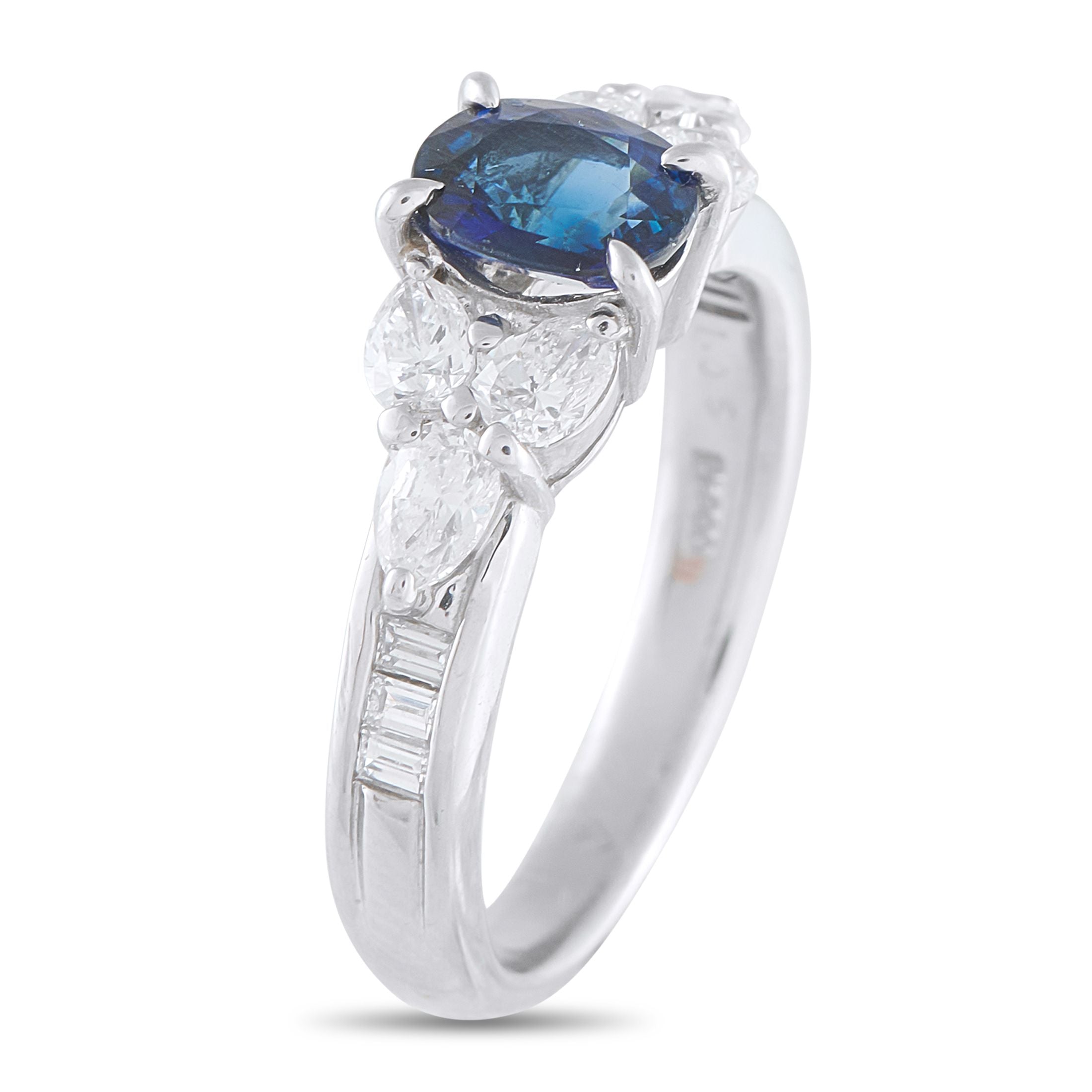 Exclusive Platinum 0.86ct Diamond and Sapphire Ring