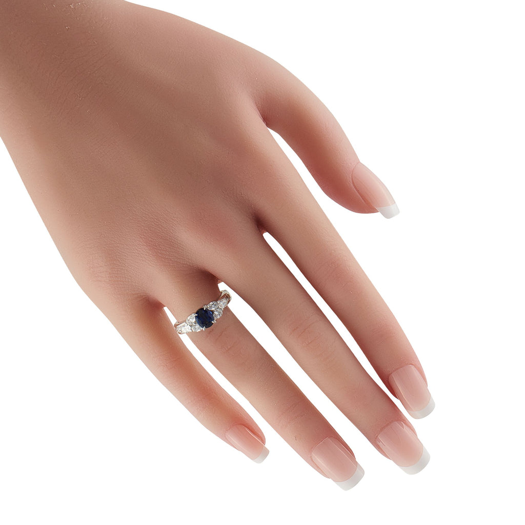 Exclusive Platinum 0.86ct Diamond and Sapphire Ring