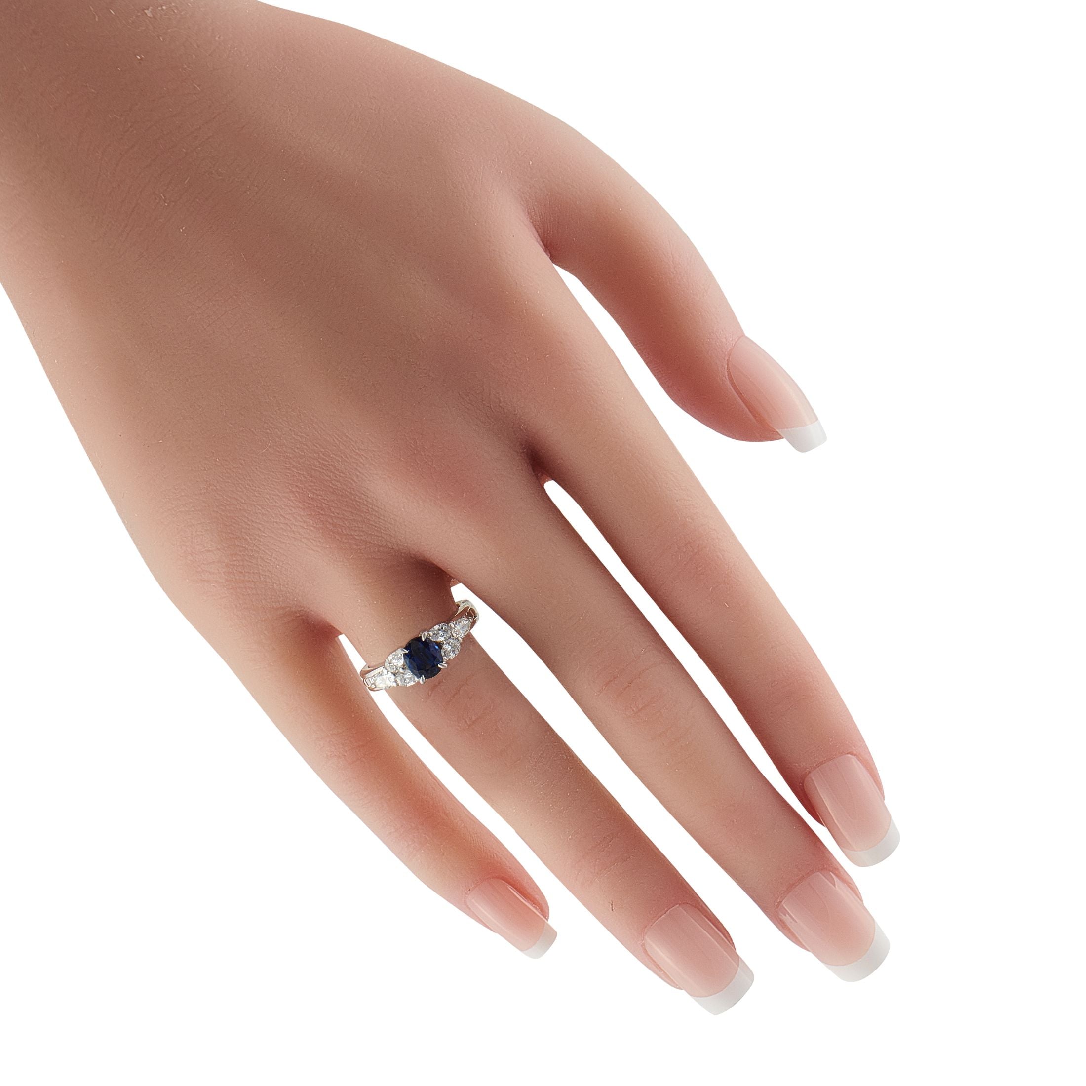 Exclusive Platinum 0.86ct Diamond and Sapphire Ring
