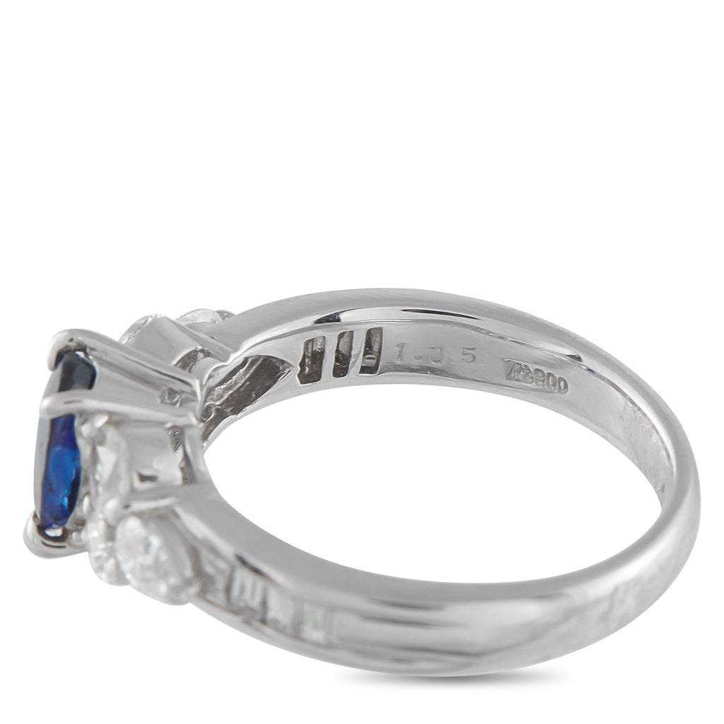 Exclusive Platinum 0.86ct Diamond and Sapphire Ring