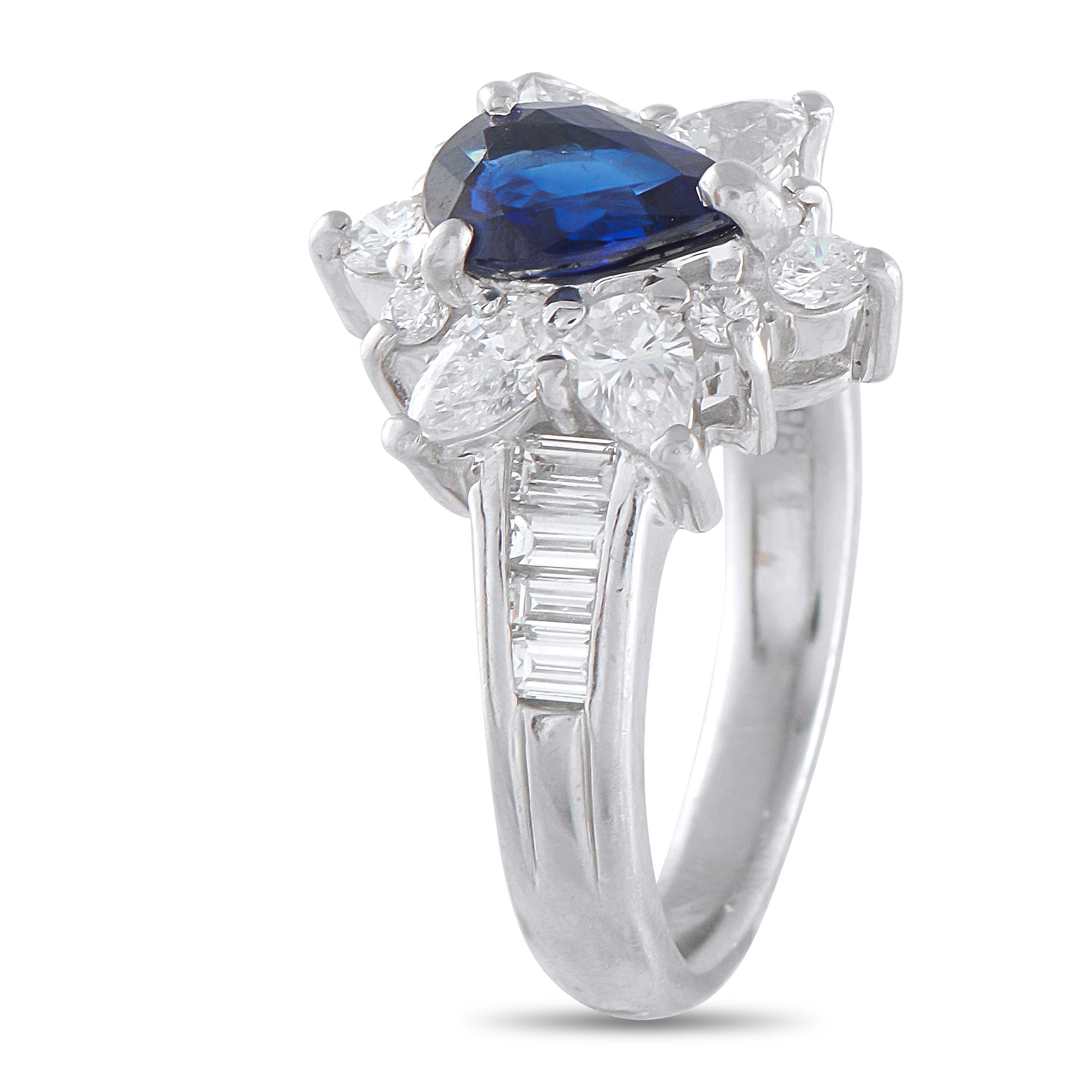 Exclusive Platinum 0.98ct Diamond and Sapphire Ring