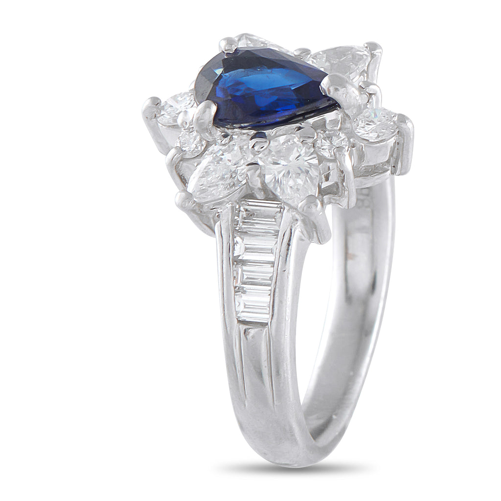 Platinum 0.98ct Diamond and Sapphire Ring