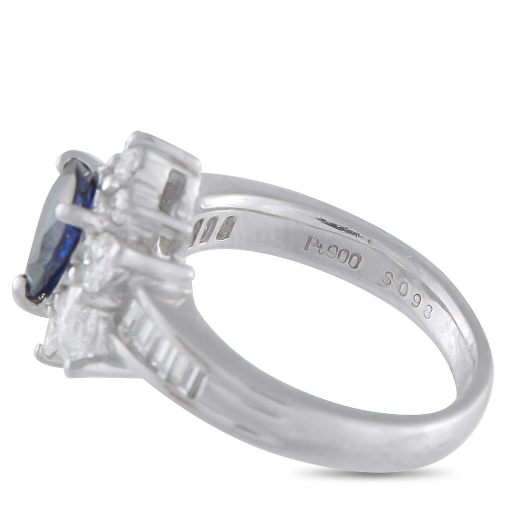 Platinum 0.98ct Diamond and Sapphire Ring