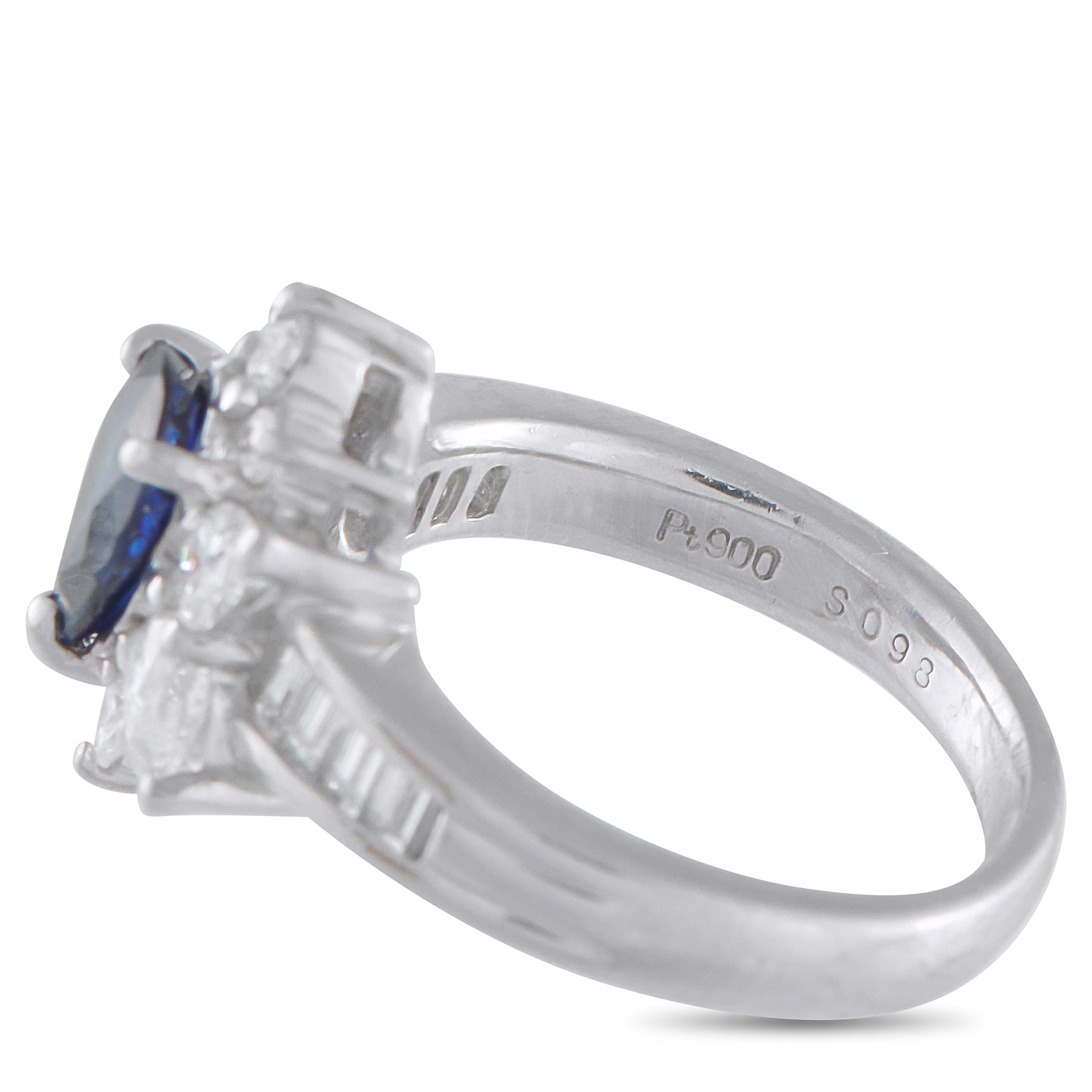 Platinum 0.98ct Diamond and Sapphire Ring