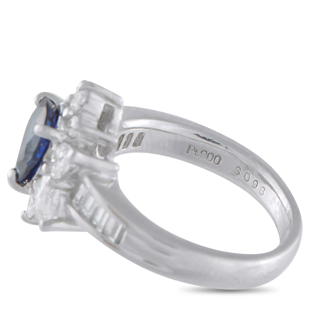 Exclusive Platinum 0.98ct Diamond and Sapphire Ring