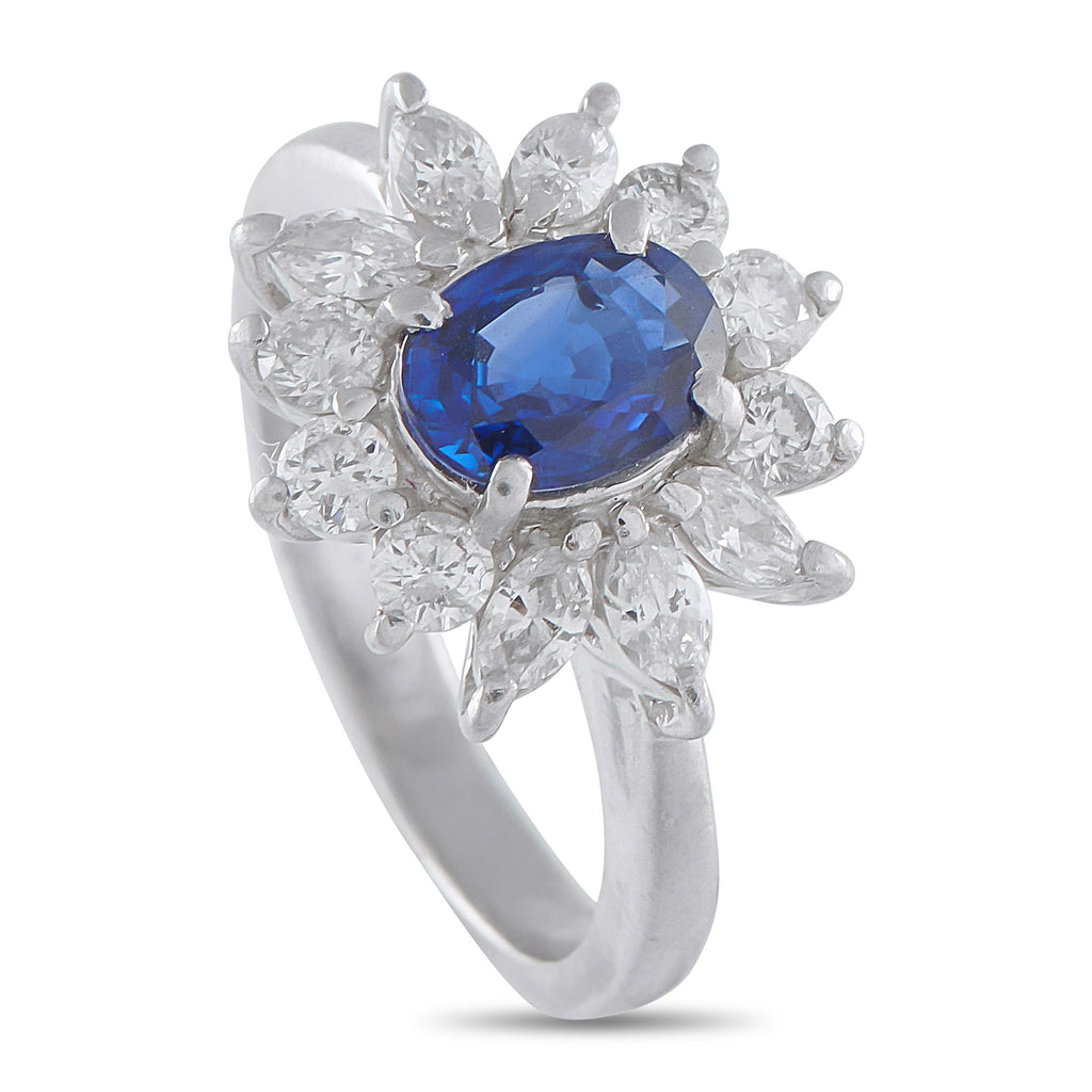 Exclusive Platinum 0.77ct Diamond and Sapphire Ring MF12-092525 – This luxury ring positively radiates light