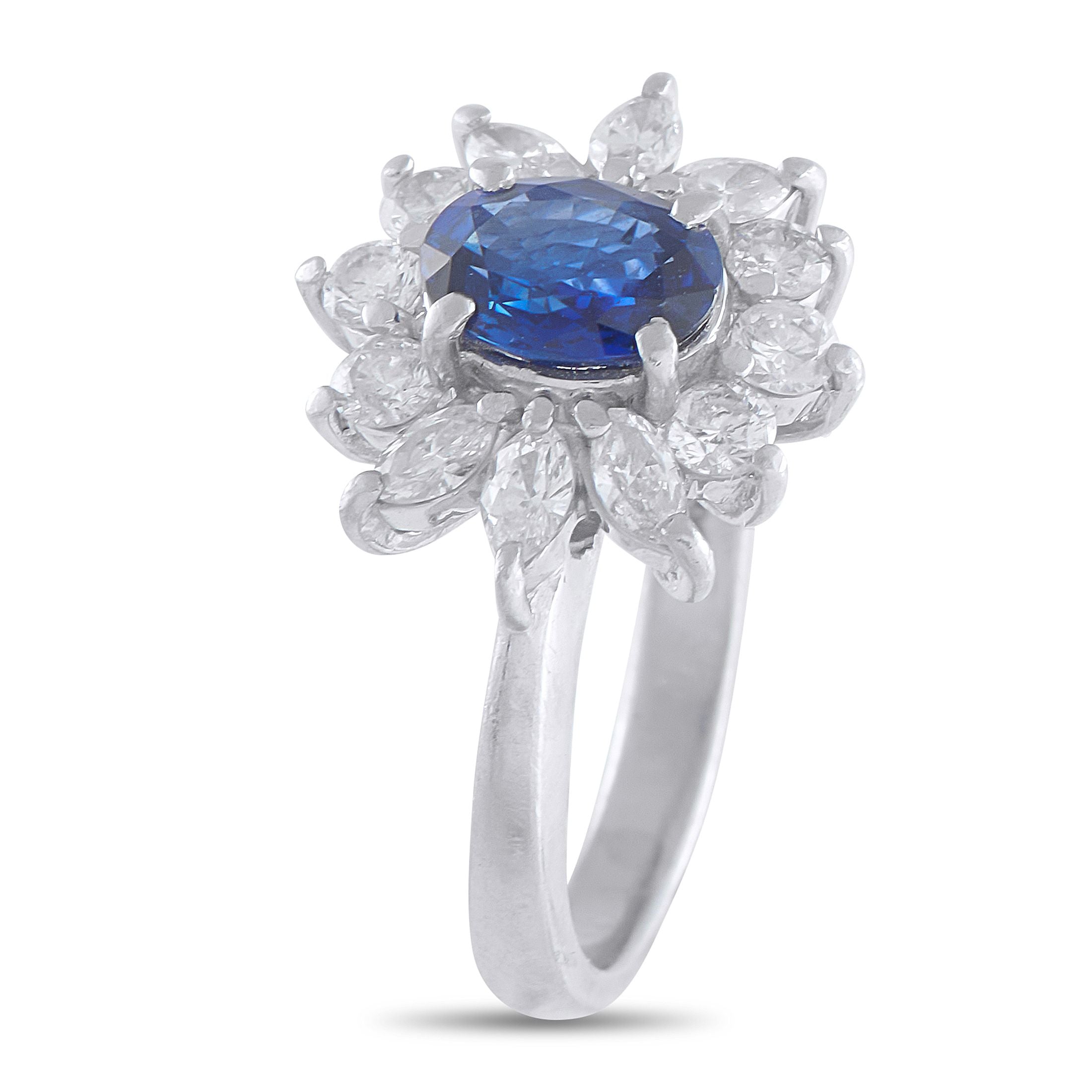 Exclusive Platinum 0.77ct Diamond and Sapphire Ring
