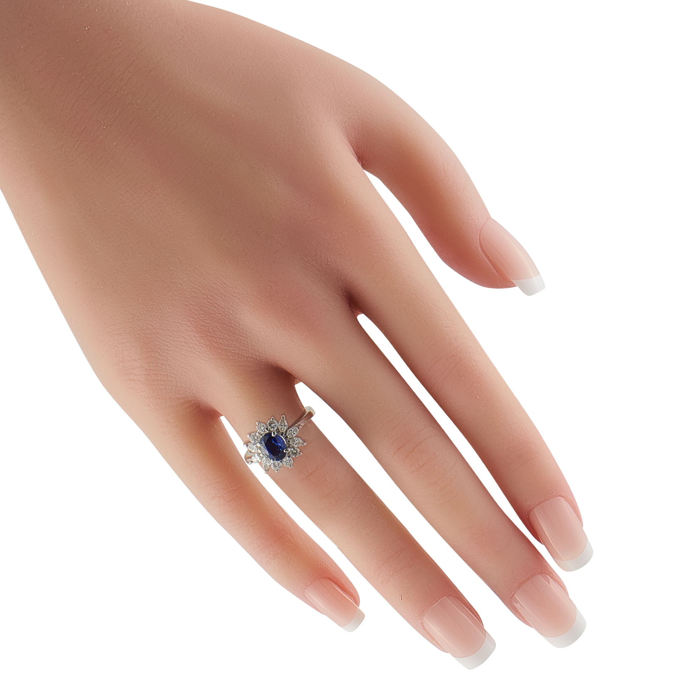 Exclusive Platinum 0.77ct Diamond and Sapphire Ring