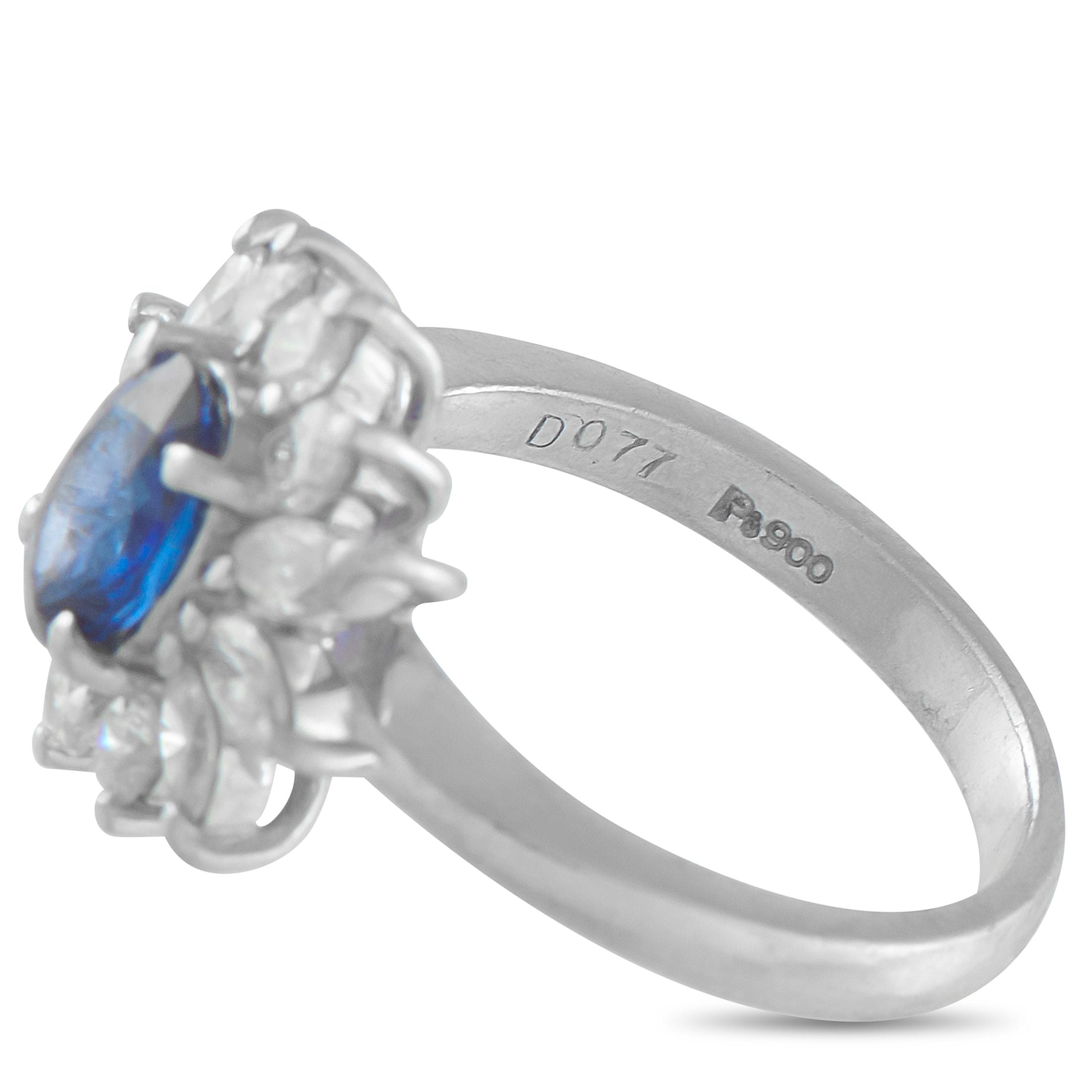 Exclusive Platinum 0.77ct Diamond and Sapphire Ring